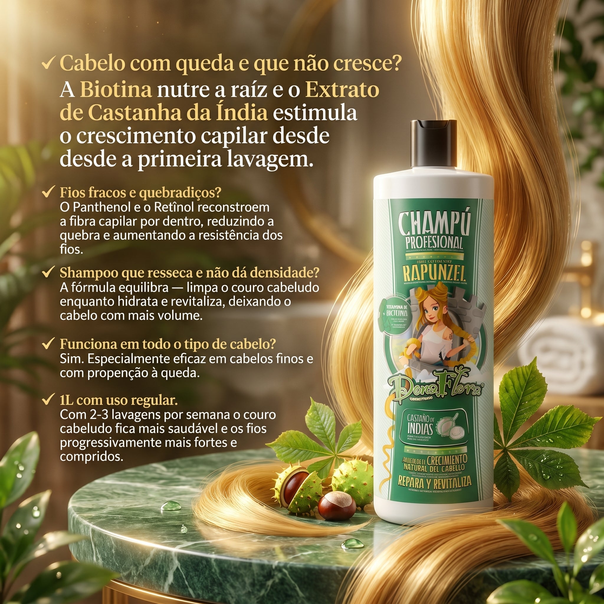Dona Flora Rapunzel Shampoo Crescimento & Fortalecimento 1L