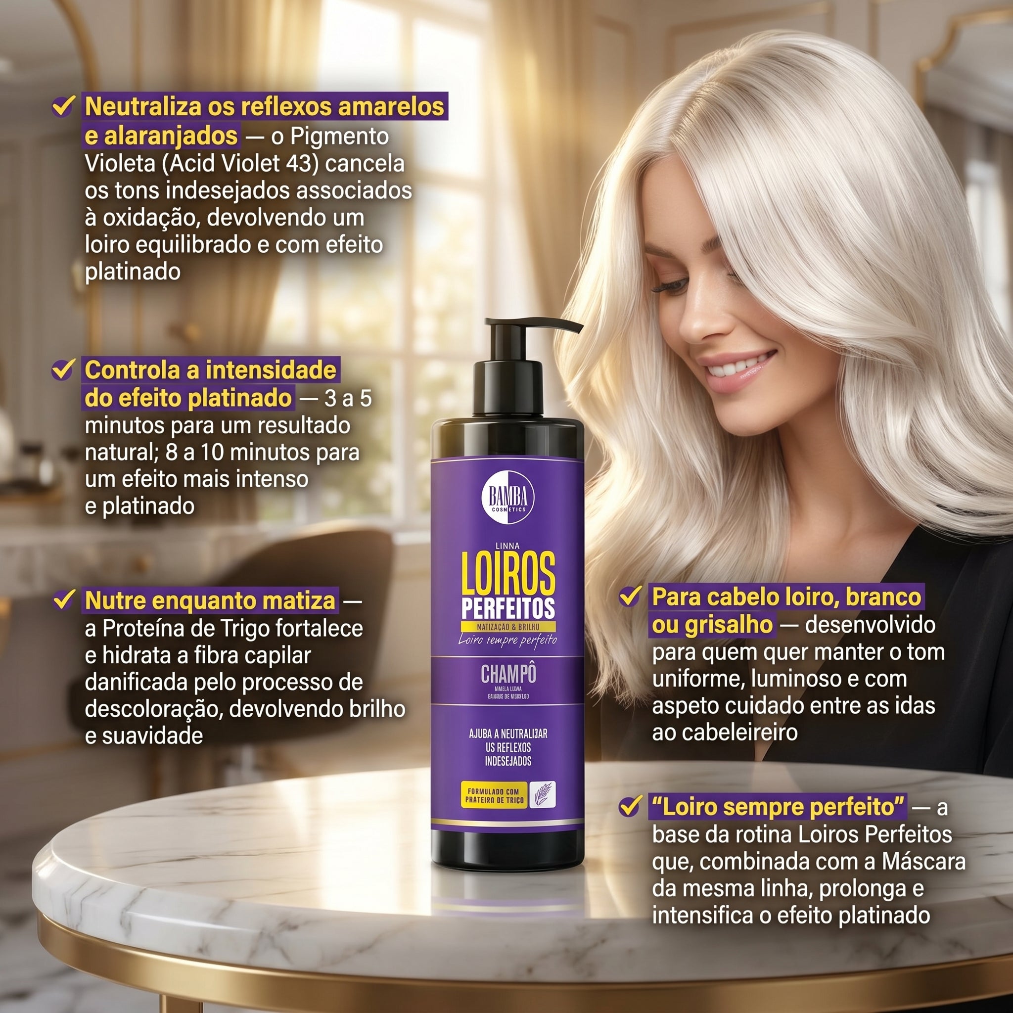 Bamba Loiros Perfeitos Shampoo Matizador & Brilho 500ml