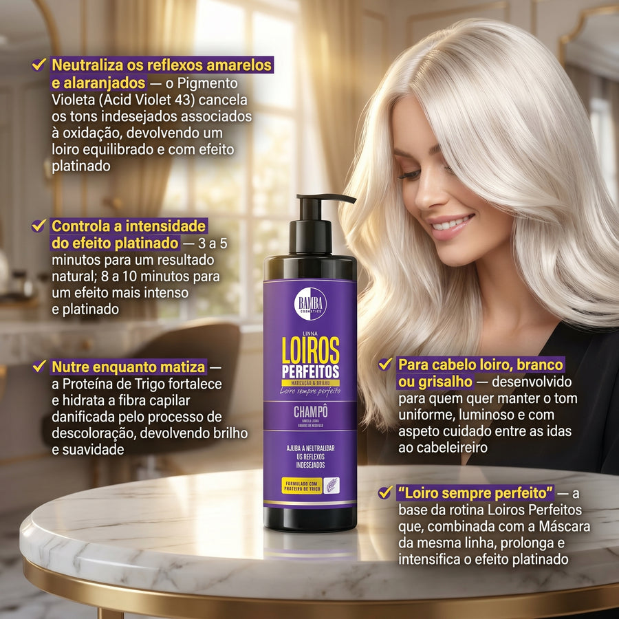 Bamba Loiros Perfeitos Shampoo Matizador & Brilho 500ml