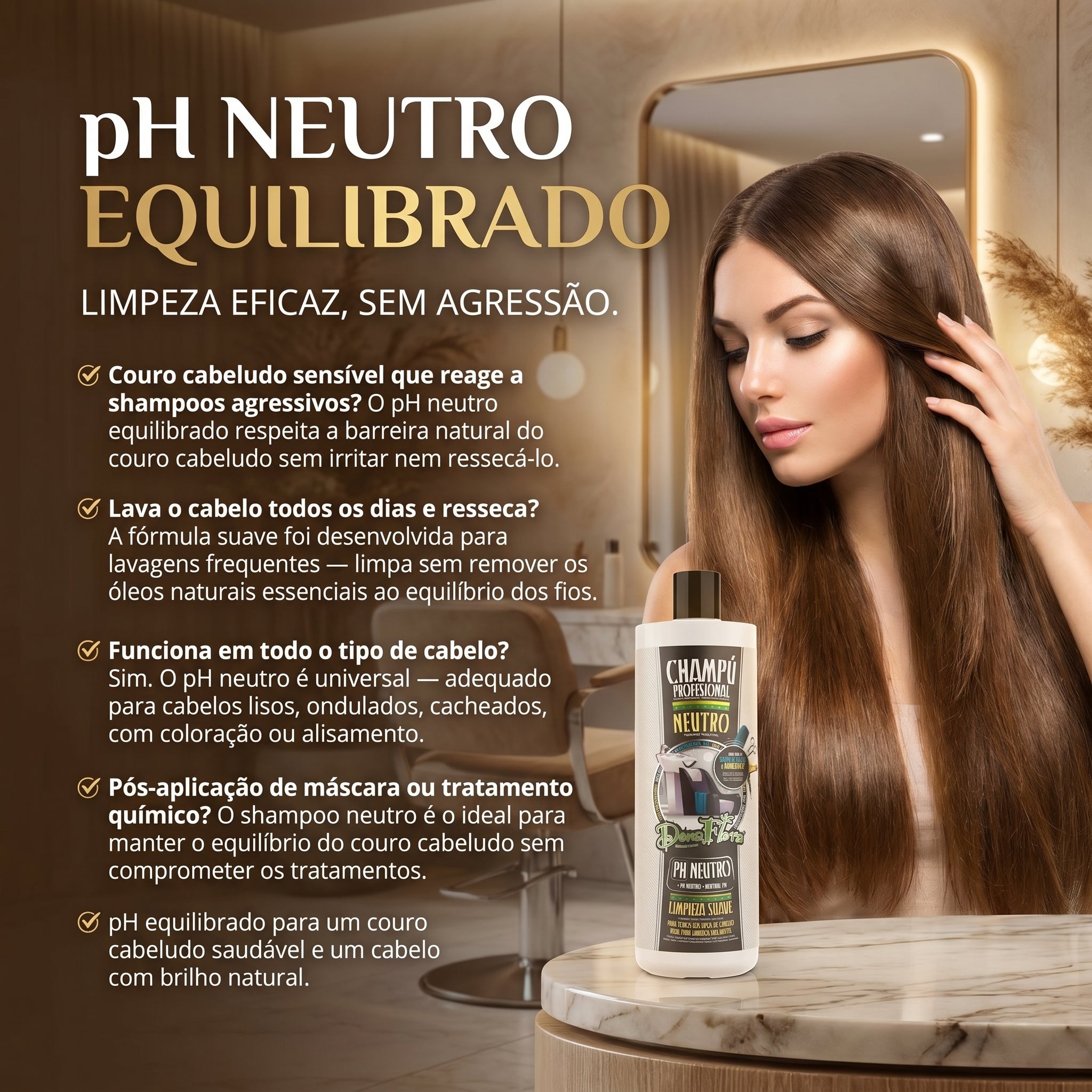 Dona Flora Neutro Shampoo PH Equilibrado & Uso Diário 1L
