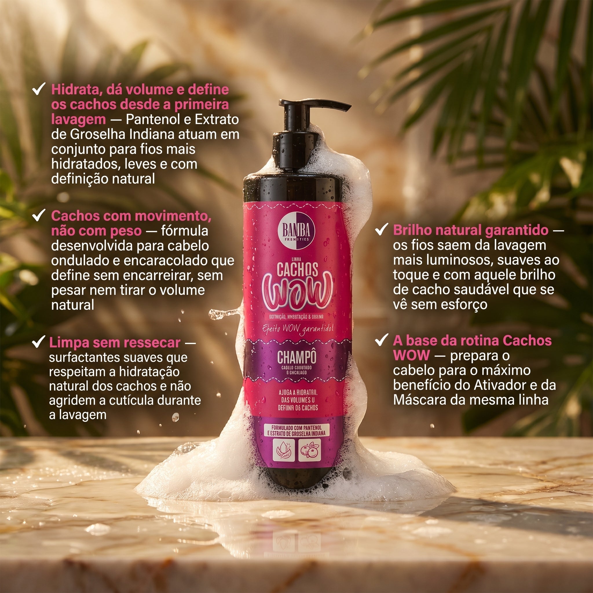 Bamba Cachos WOW Shampoo Definição, Hidratação & Brilho 500ml