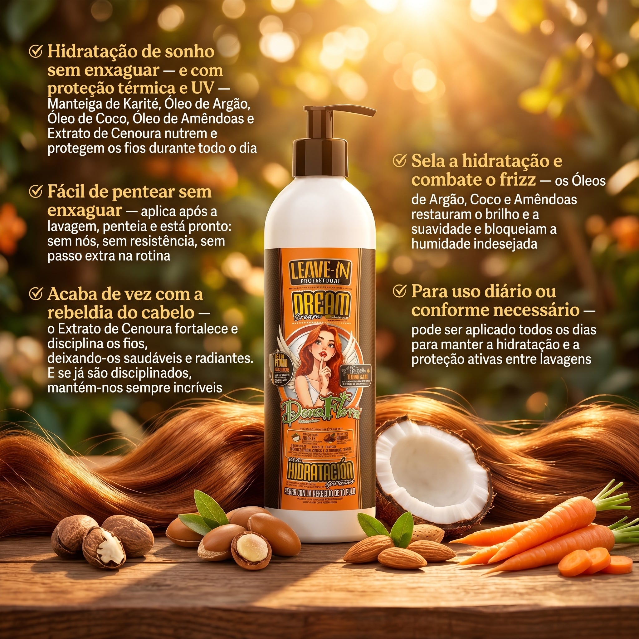 Dona Flora Dream Cream Leave-In Profissional Super Hidratante 500ml