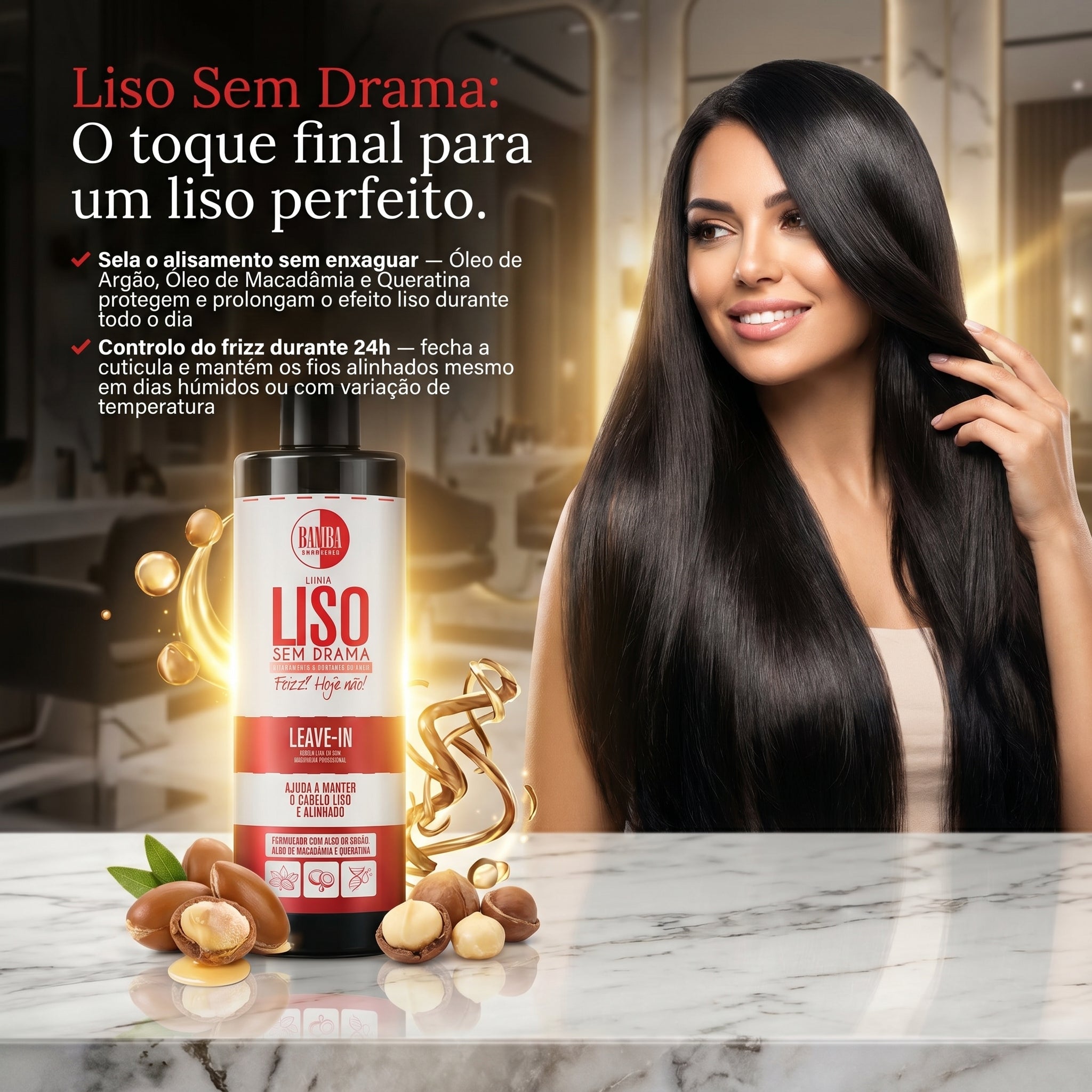 Bamba Liso Sem Drama Leave-In Alinhamento & Frizz 500ml