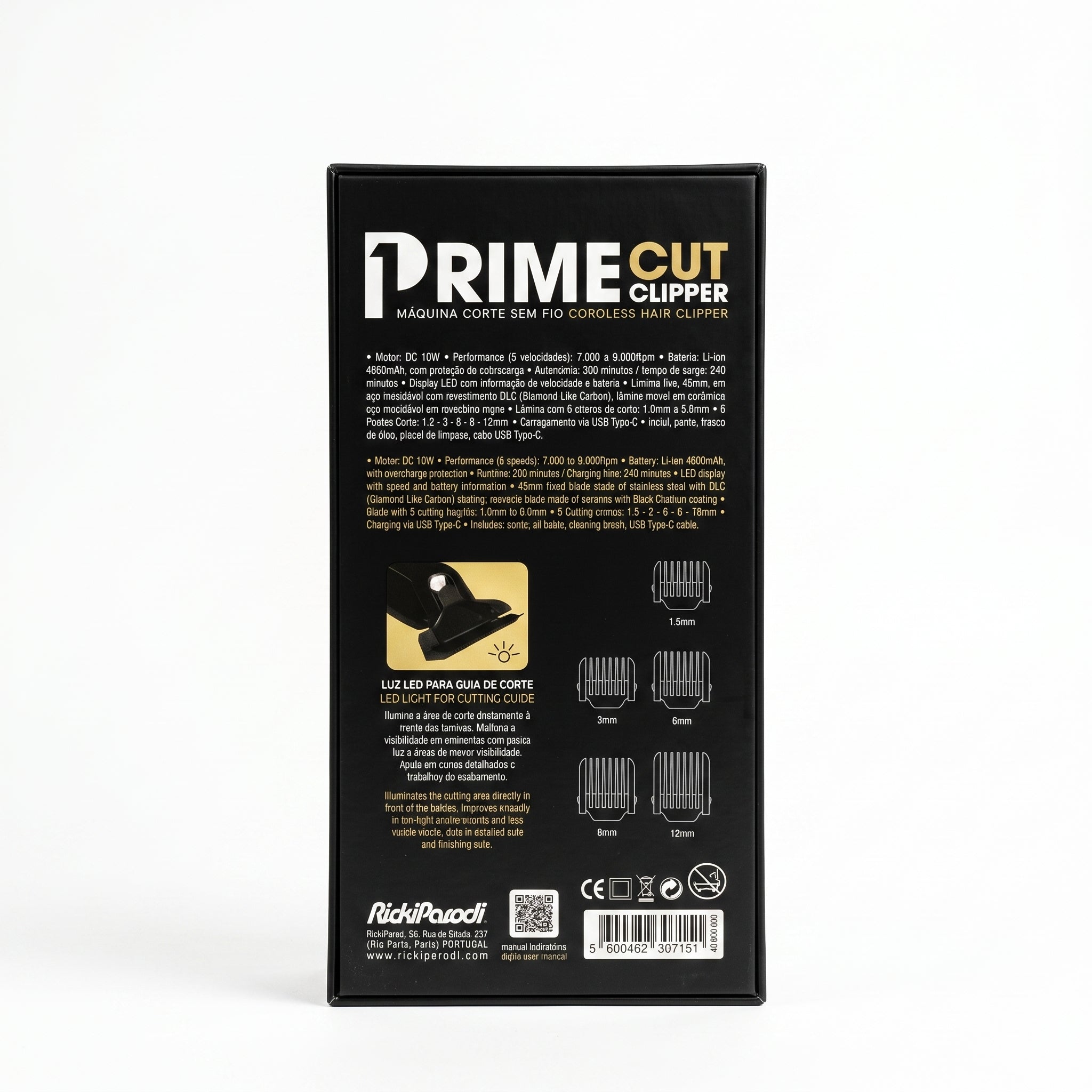 RickiParodi Prime Cut Clipper Máquina de Corte Sem Fio 9.000RPM