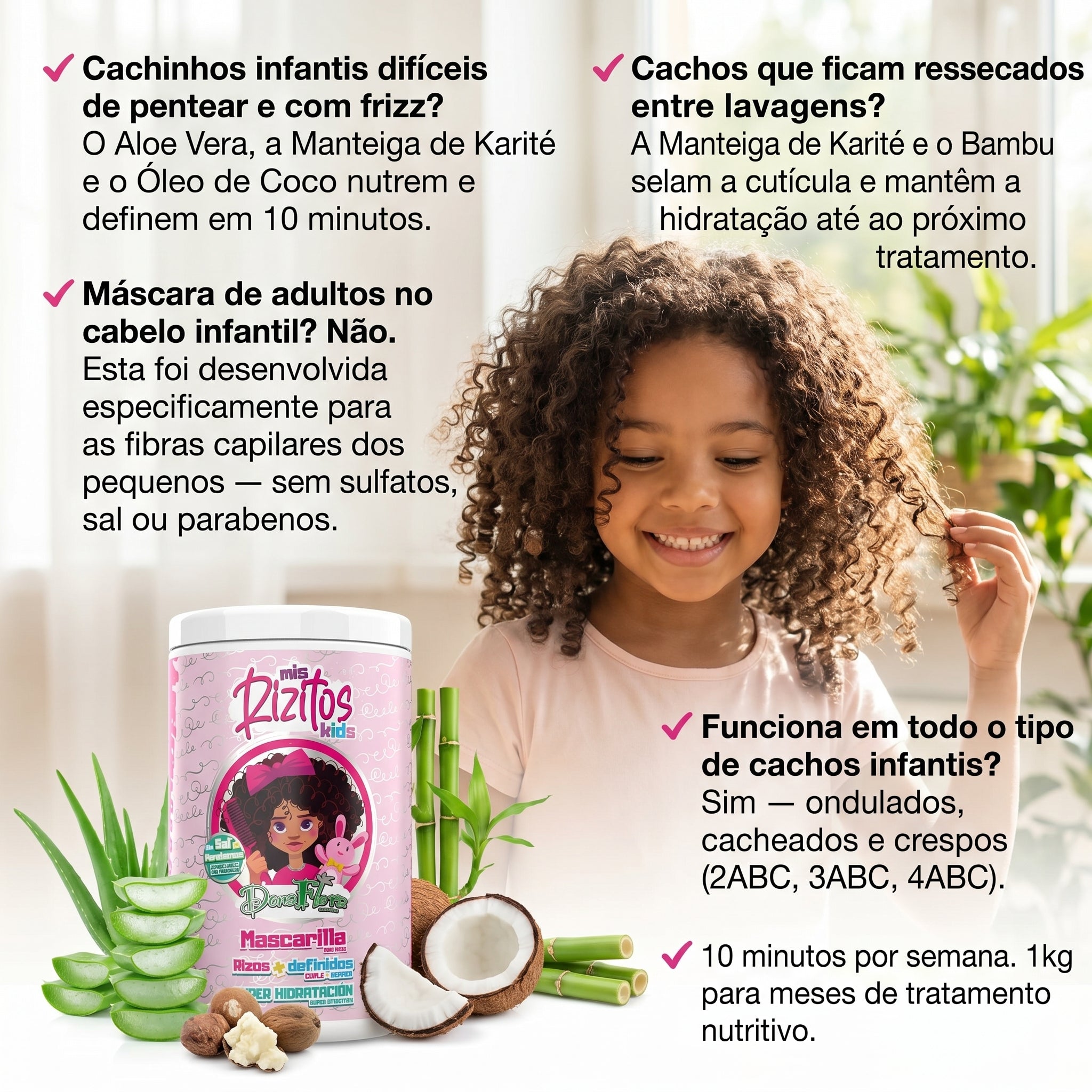 Dona Flora Kids Meus Cachinhos Máscara Definição 1kg
