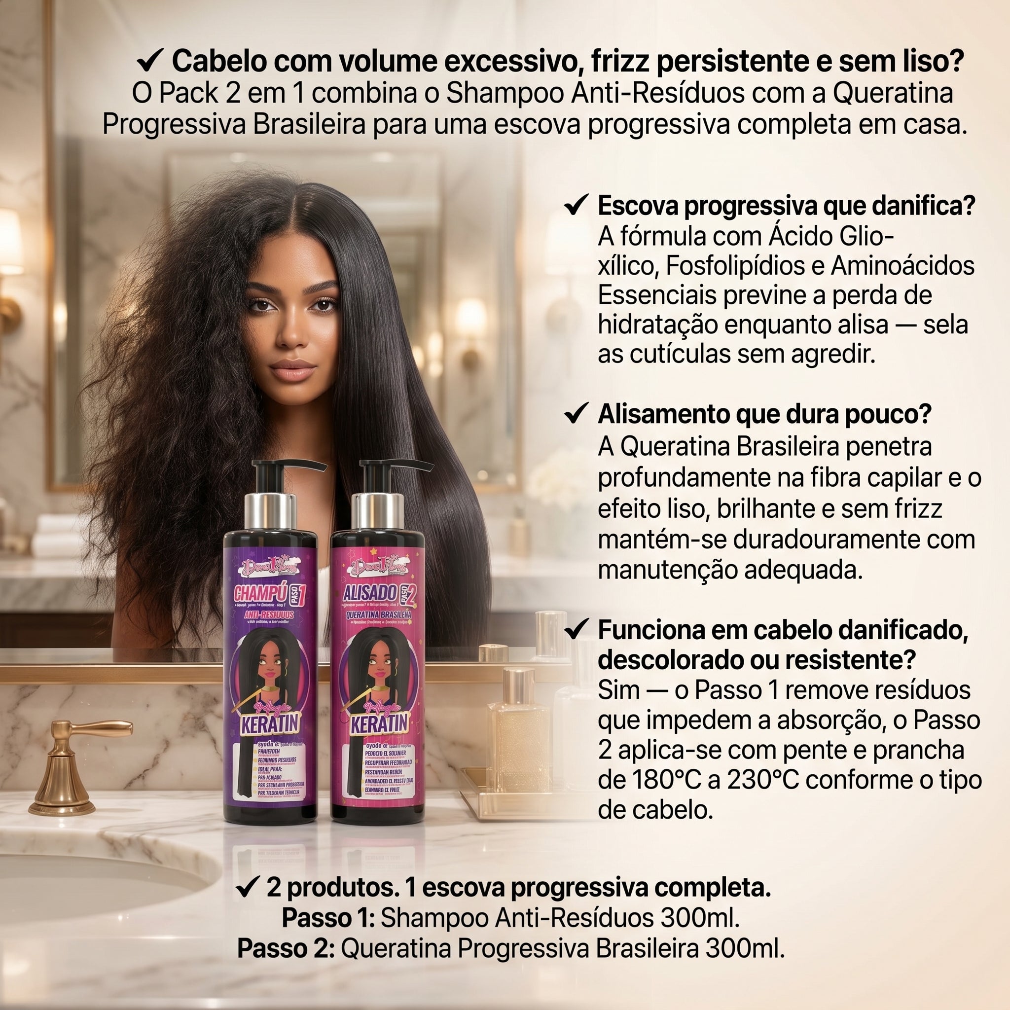Dona Flora Magic Keratin Pack Escova Progressiva Brasileira 2x300ml