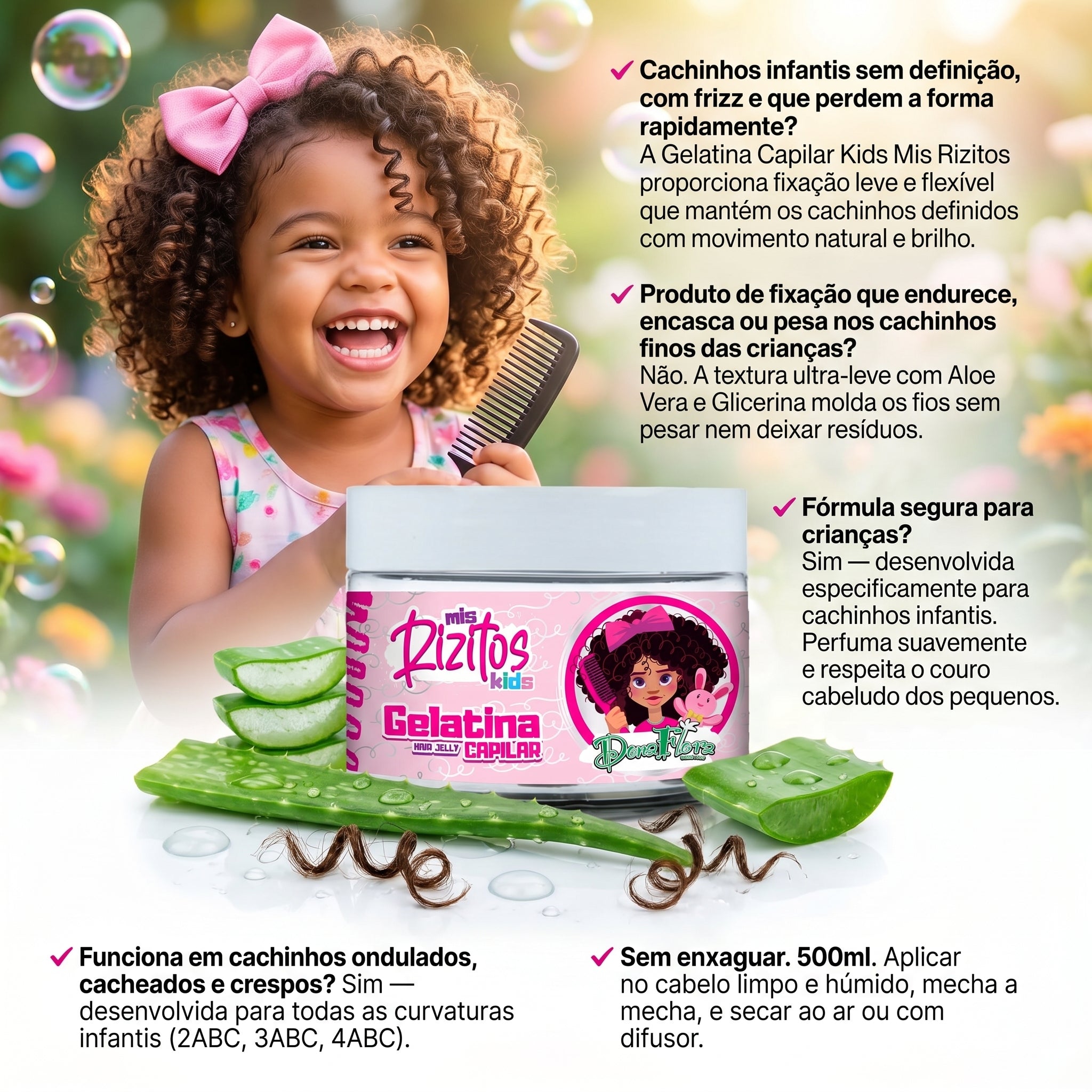 Dona Flora Kids Meus Cachinhos Gelatina Capilar Definição 500ml