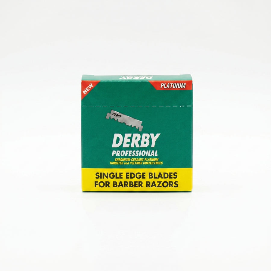 Derby Professional Platinum Lâminas Single Edge para Navalha de Barbeiro — 100 unidades