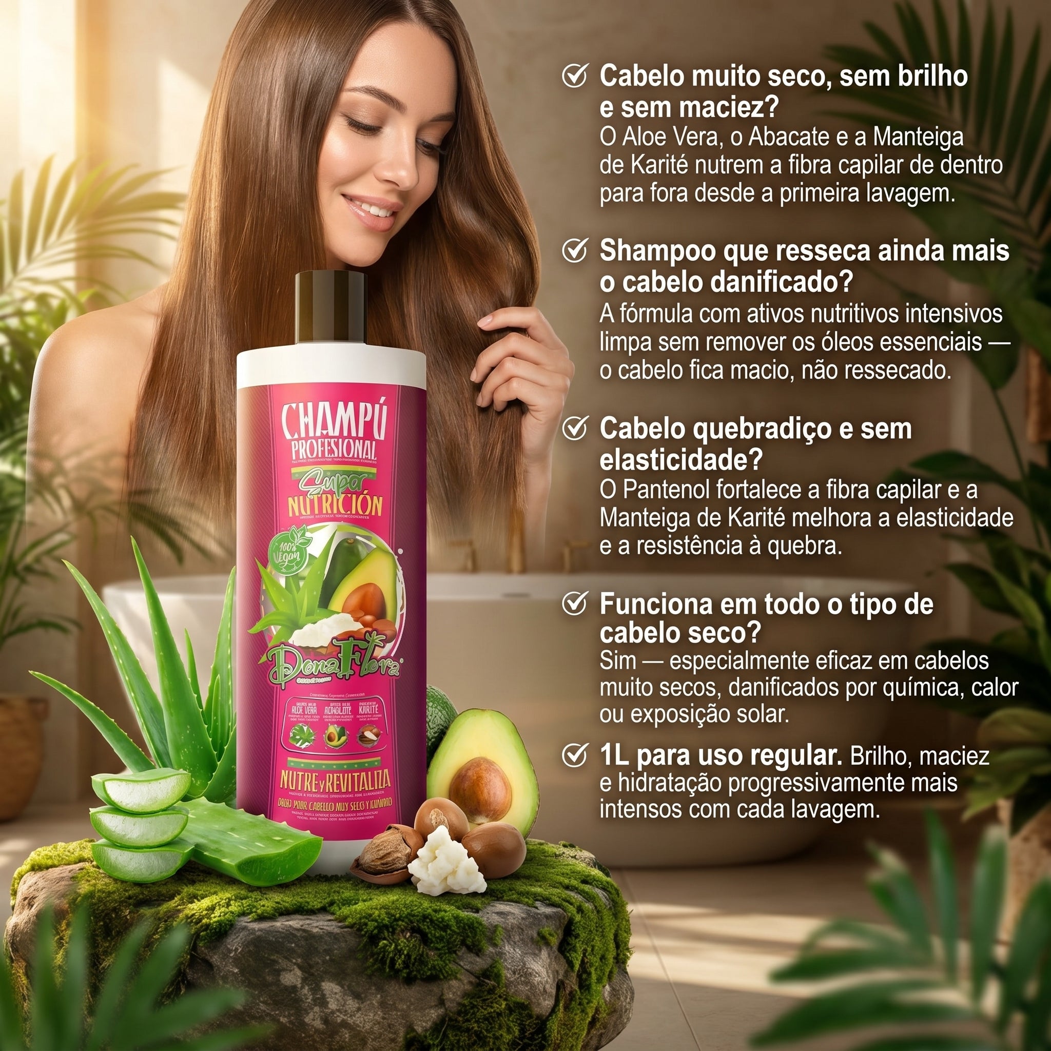 Dona Flora Super Nutrição Shampoo Nutrição & Hidratação 1L