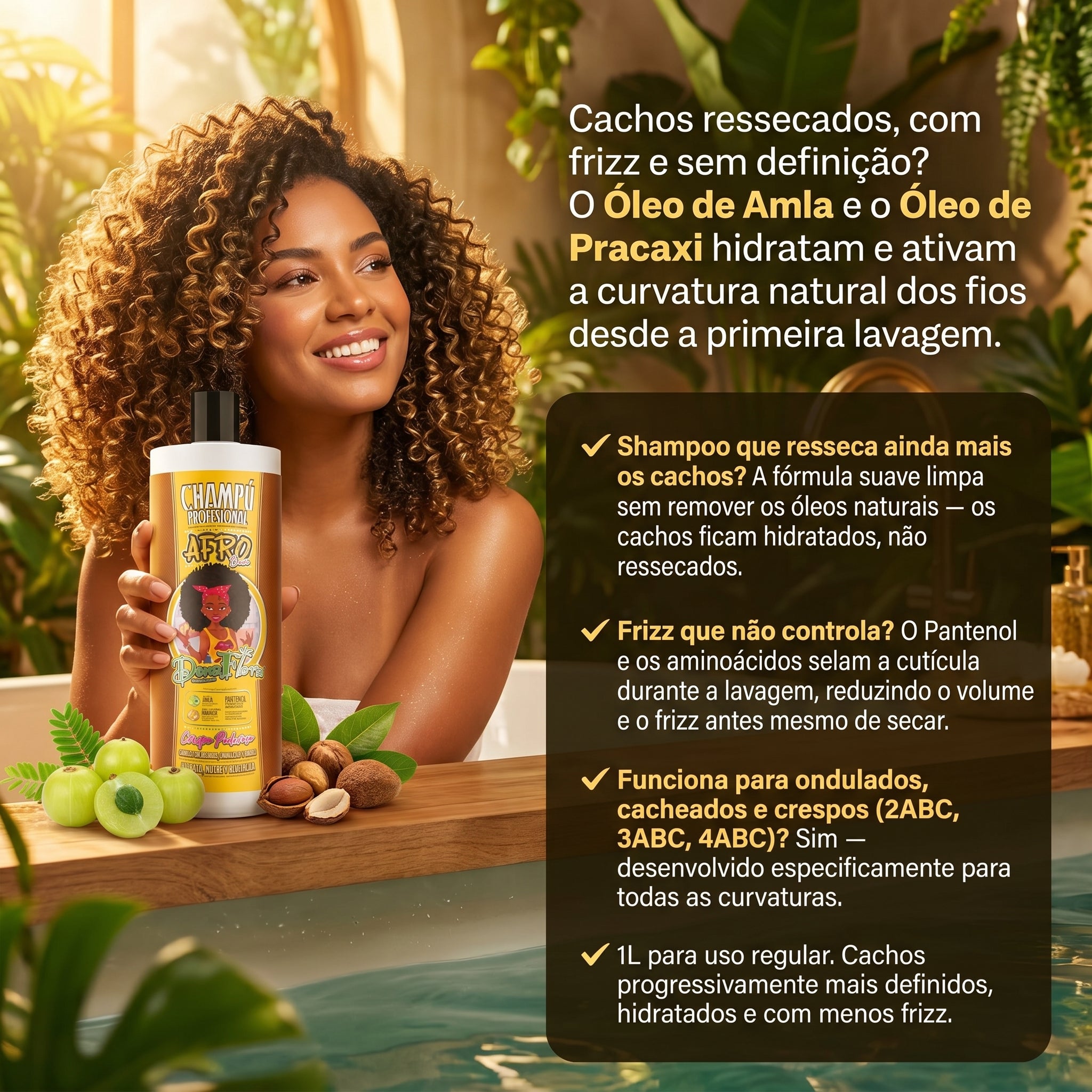 Dona Flora Afro Boom Shampoo Definição & Hidratação 1L