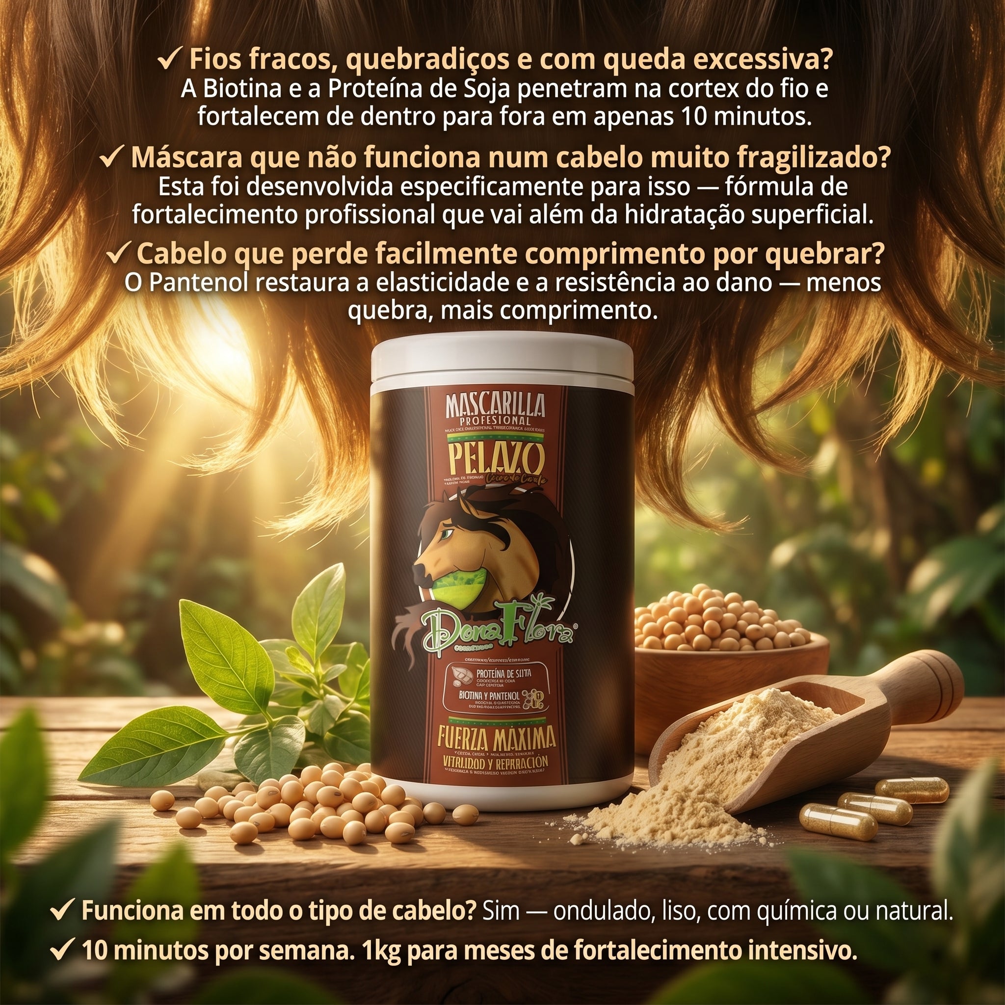 Dona Flora Crina de Cavalo Máscara Capilar Fortalecimento & Crescimento 1kg