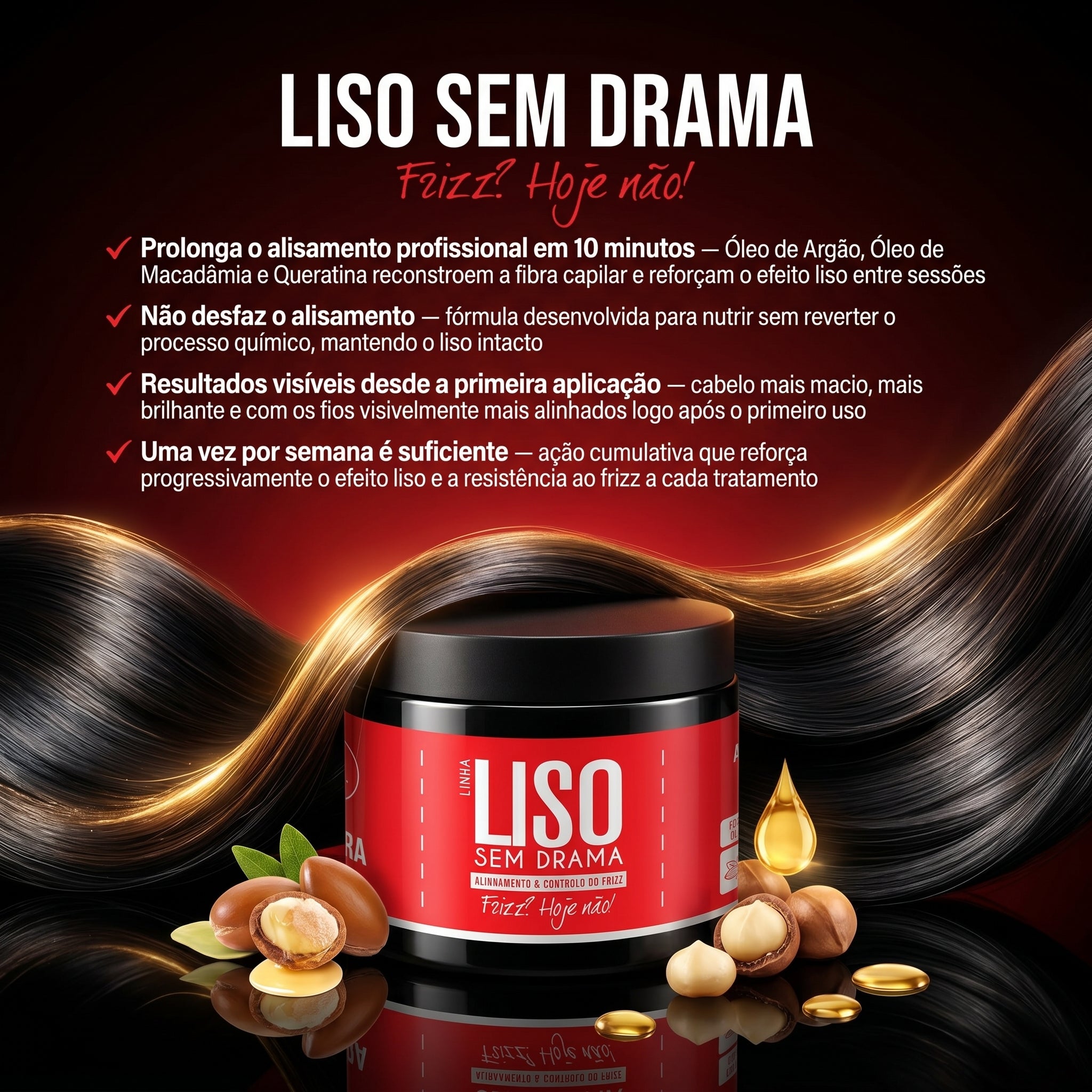 Bamba Liso Sem Drama Máscara Capilar Alinhamento & Frizz 500ml