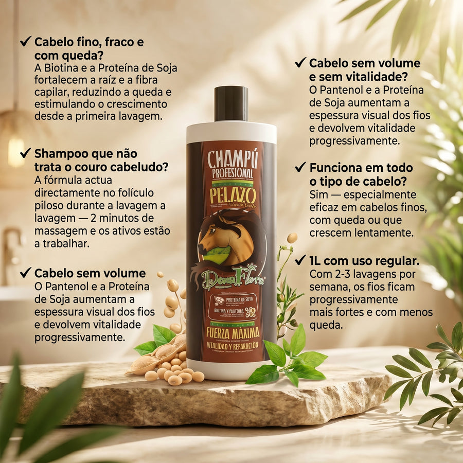 Dona Flora Crina de Cavalo Shampoo Fortalecimento & Crescimento 1L
