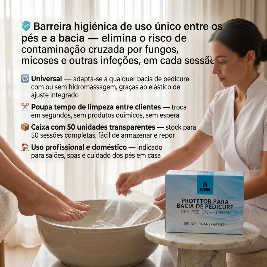 MS Professional Protetor Descartável para Bacia de Pedicure 50 Unidades