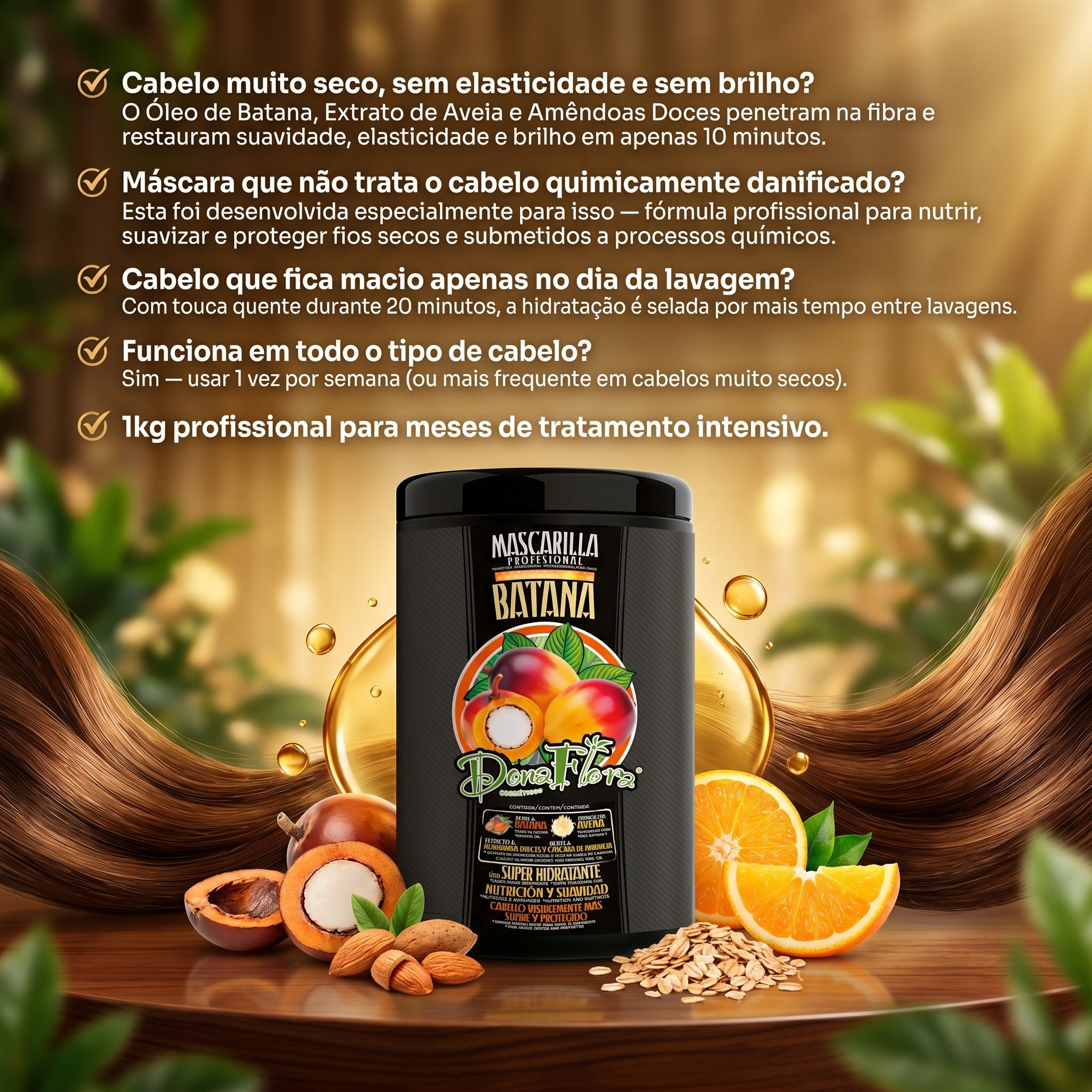 Dona Flora Batana Máscara Capilar Nutrição & Suavidade 1kg