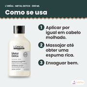 L'Oréal Professionnel Metal Detox Shampoo 300 ml: como se usa, passo a passo