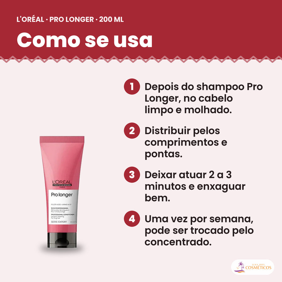 Como se usa o condicionador L'Oréal Professionnel Pro Longer 200 ml, passo a passo