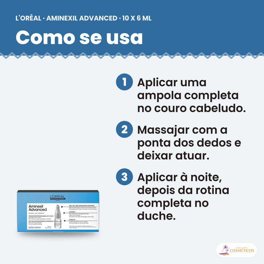 Como se usa a ampola L'Oréal Professionnel Aminexil Advanced 10 x 6 ml, passo a passo