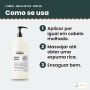 L'Oréal Professionnel Metal Detox Shampoo 1500 ml: como se usa, passo a passo