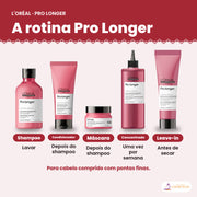 Condicionador L'Oréal Professionnel Pro Longer 200 ml ao lado dos outros produtos da linha