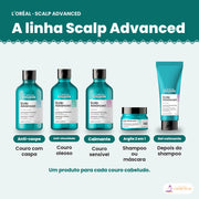 L'Oréal Professionnel Scalp Advanced Shampoo Calmante Couro Cabeludo Sensível 300ml ao lado dos outros produtos da linha