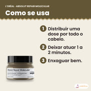 Como se usa a máscara L'Oréal Professionnel Absolut Repair Molecular, passo a passo