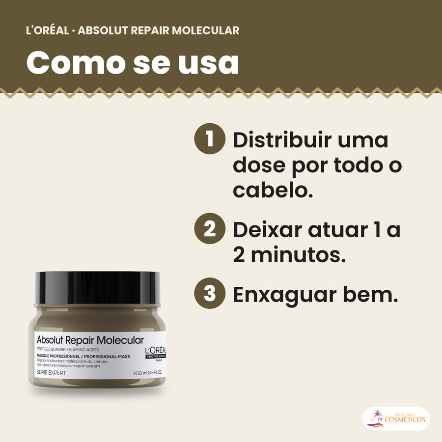 Como se usa a máscara L'Oréal Professionnel Absolut Repair Molecular, passo a passo