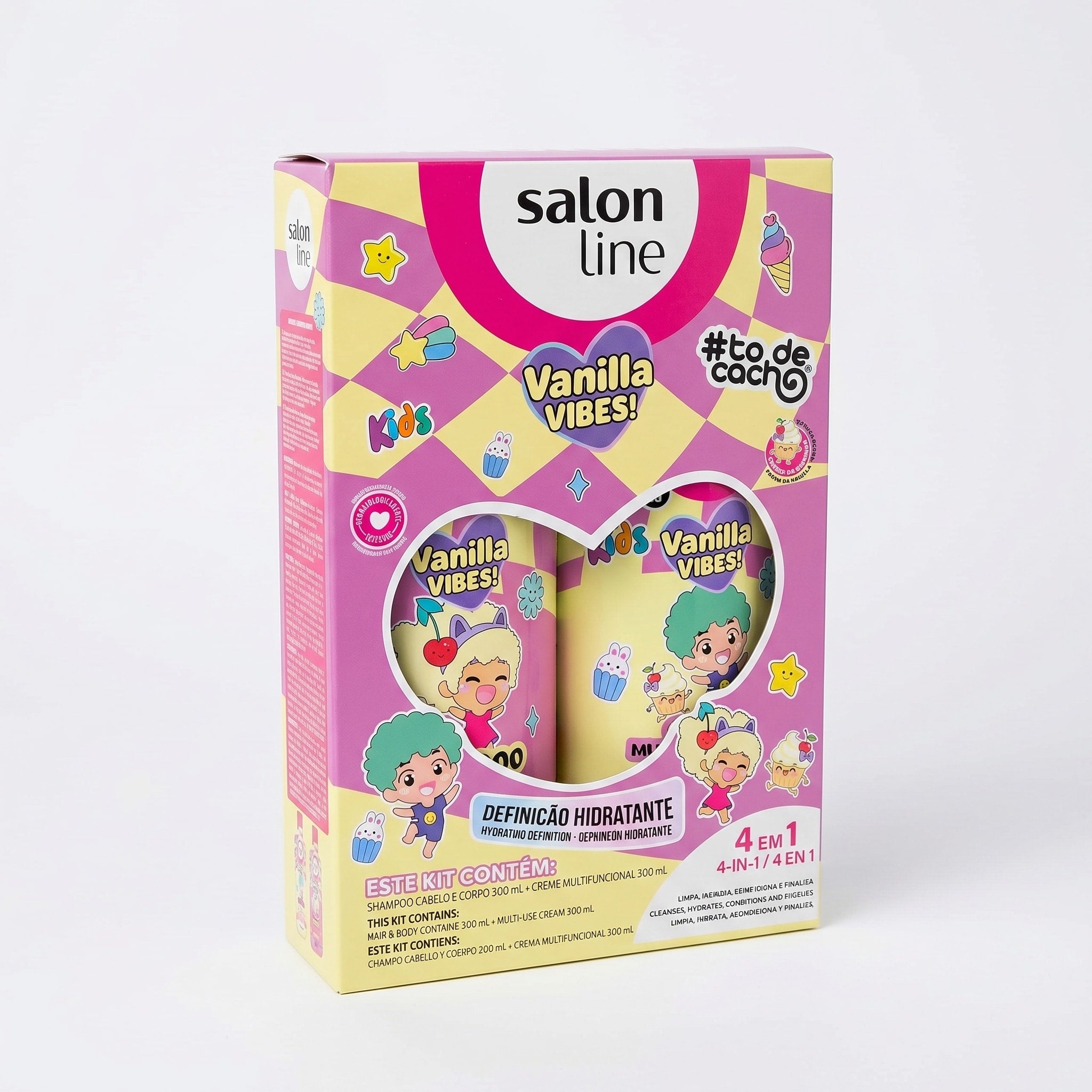 Salon Line #TodeCacho Kids Vanilla Vibes Pack Shampoo 2em1 + Creme Multifuncional 3em1 300ml