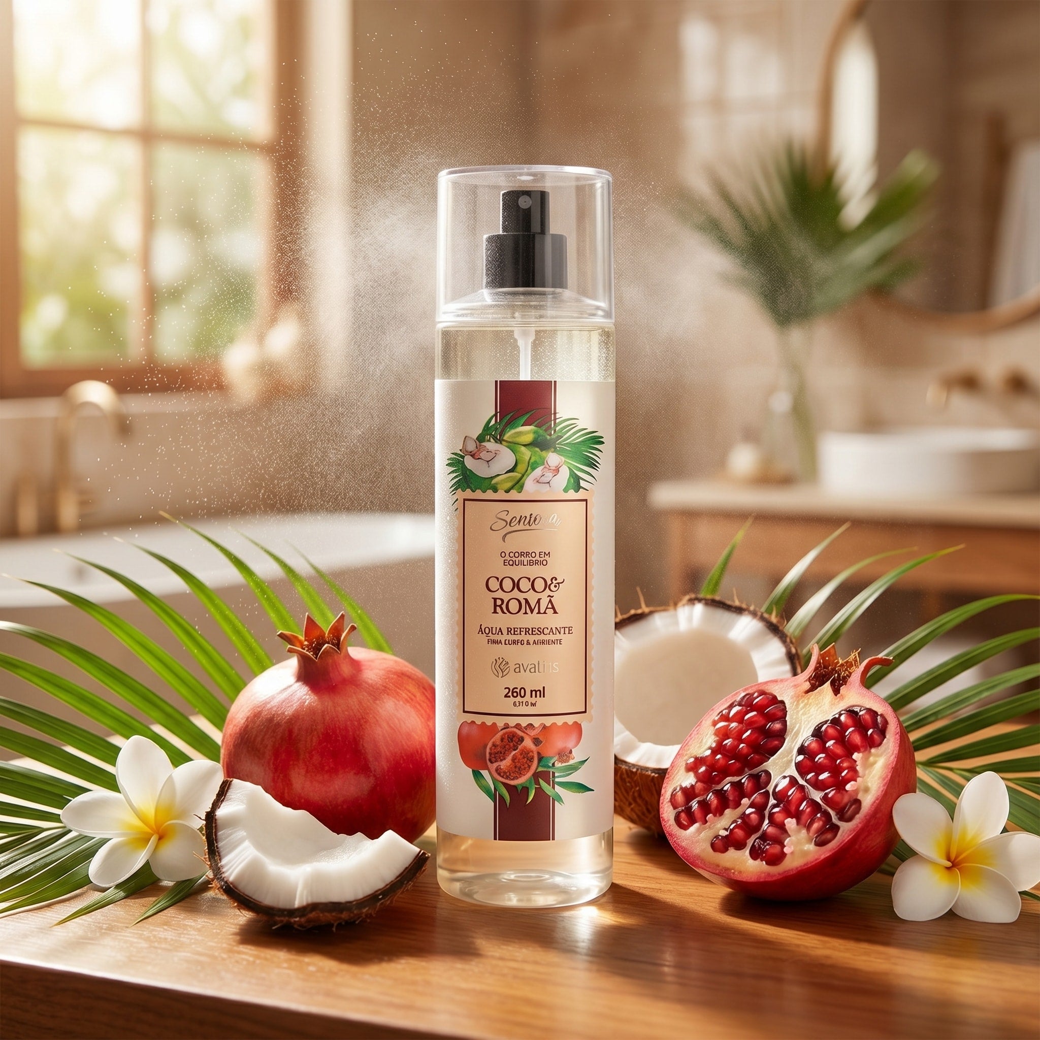 Avatim Água Refrescante para Corpo e Ambiente Coco & Romã 260ml Sensore