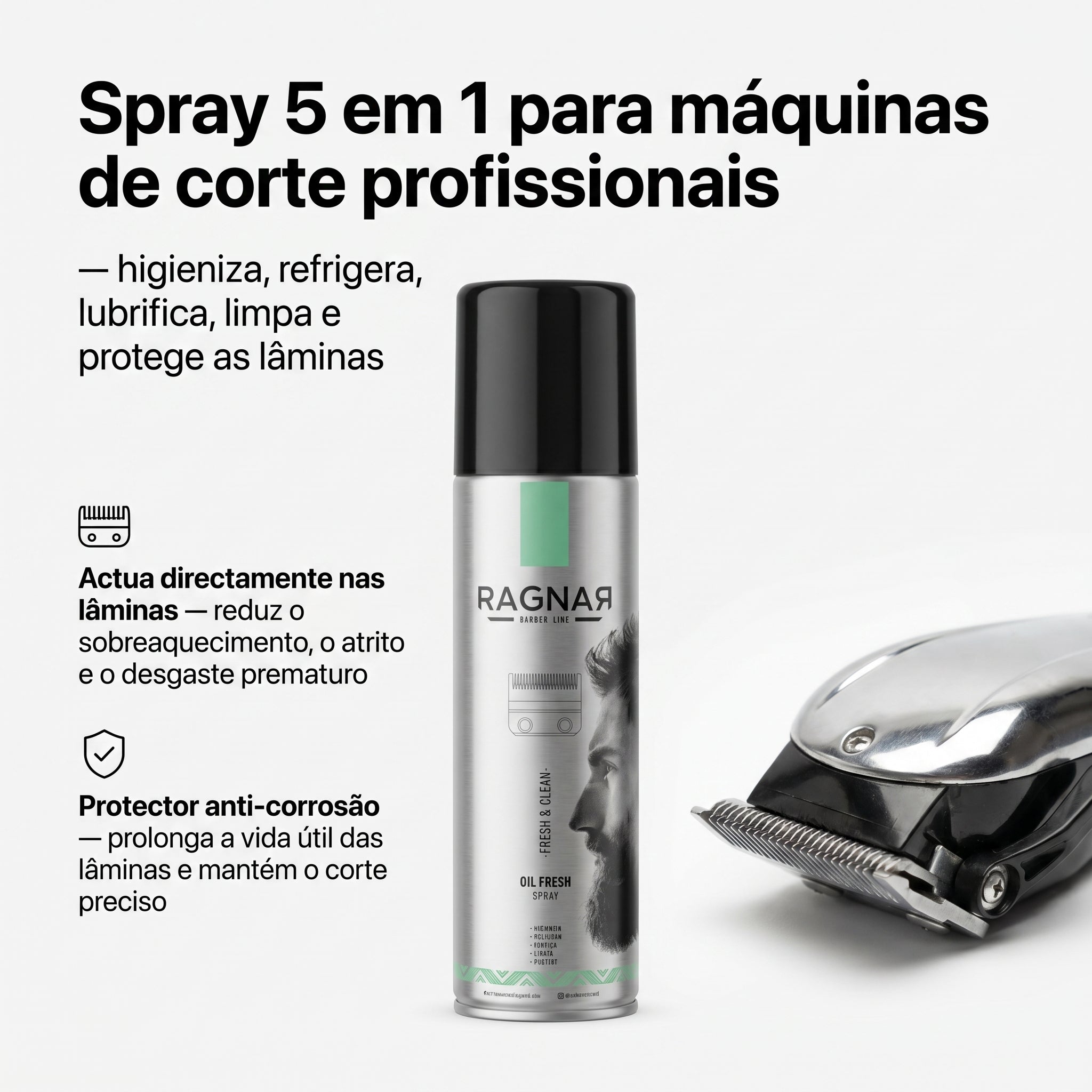 Ragnar Barber Line Spray Refrigerante e Lubrificante para Máquinas de Corte 500ml