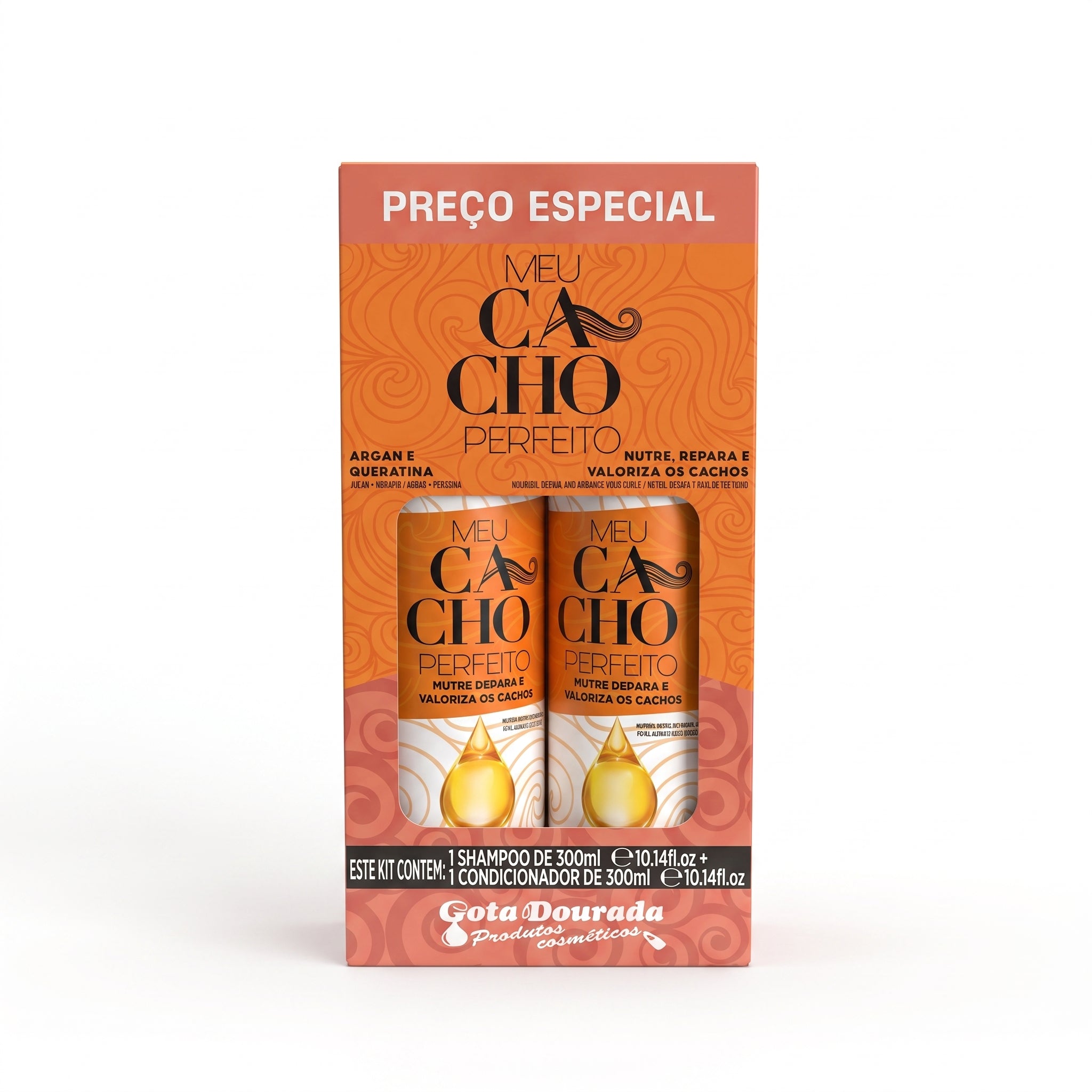 Gota Dourada Meu Cacho Perfeito Kit Argan e Queratina Shampoo + Condicionador 300ml