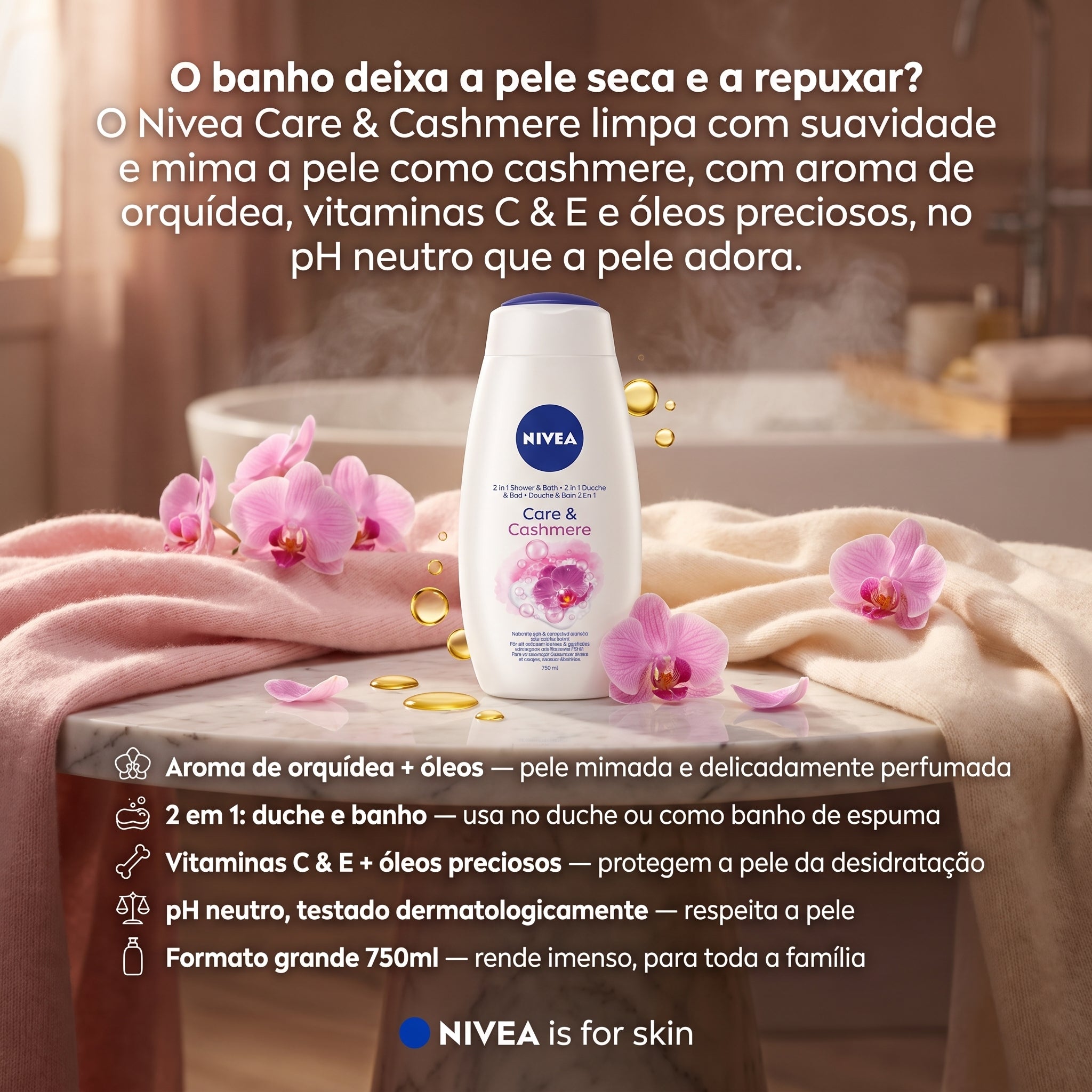 Nivea Gel de Banho Care & Cashmere 750ml