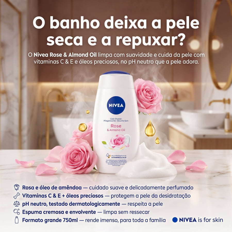 Nivea Gel de Banho Rose & Almond Oil 750ml