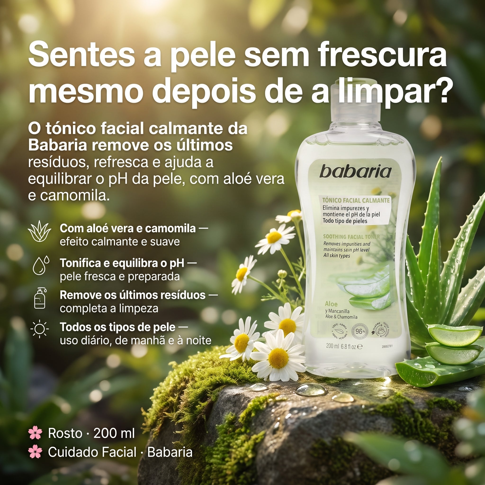 Babaria Tónico Facial Calmante Aloé e Camomila 200ml