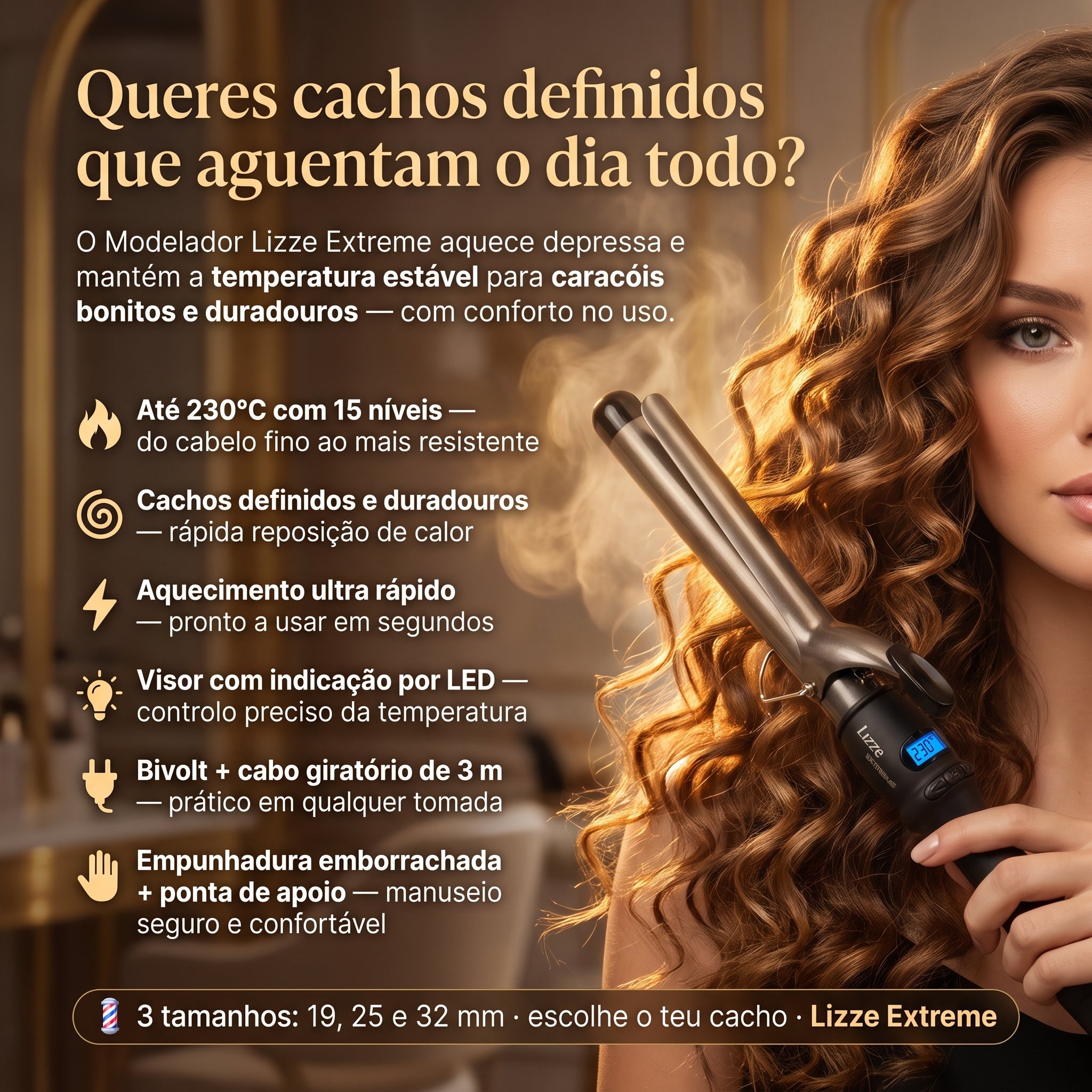 Lizze Extreme Modelador de Cachos Profissional Bivolt