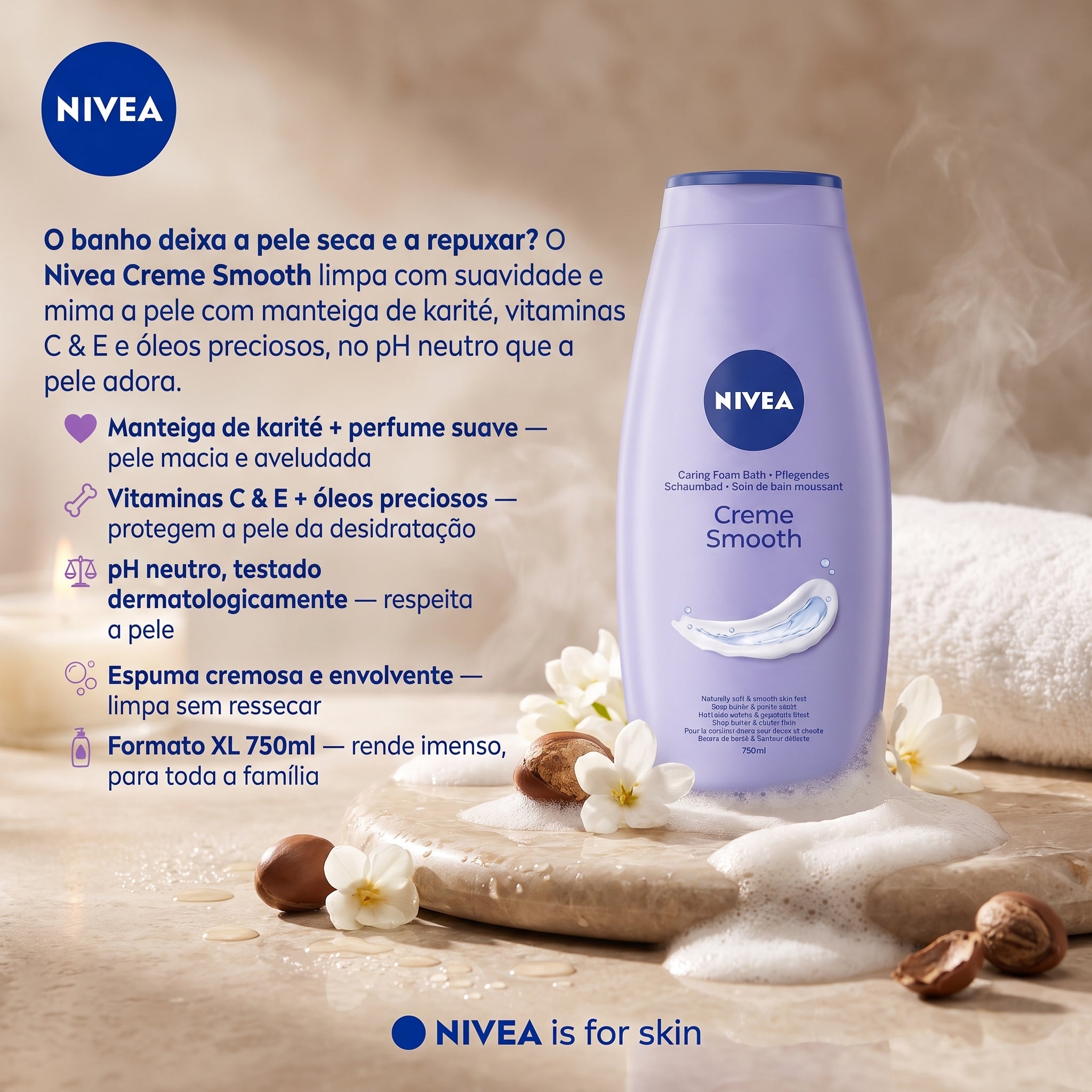 Nivea Gel de Banho Creme Smooth 750ml
