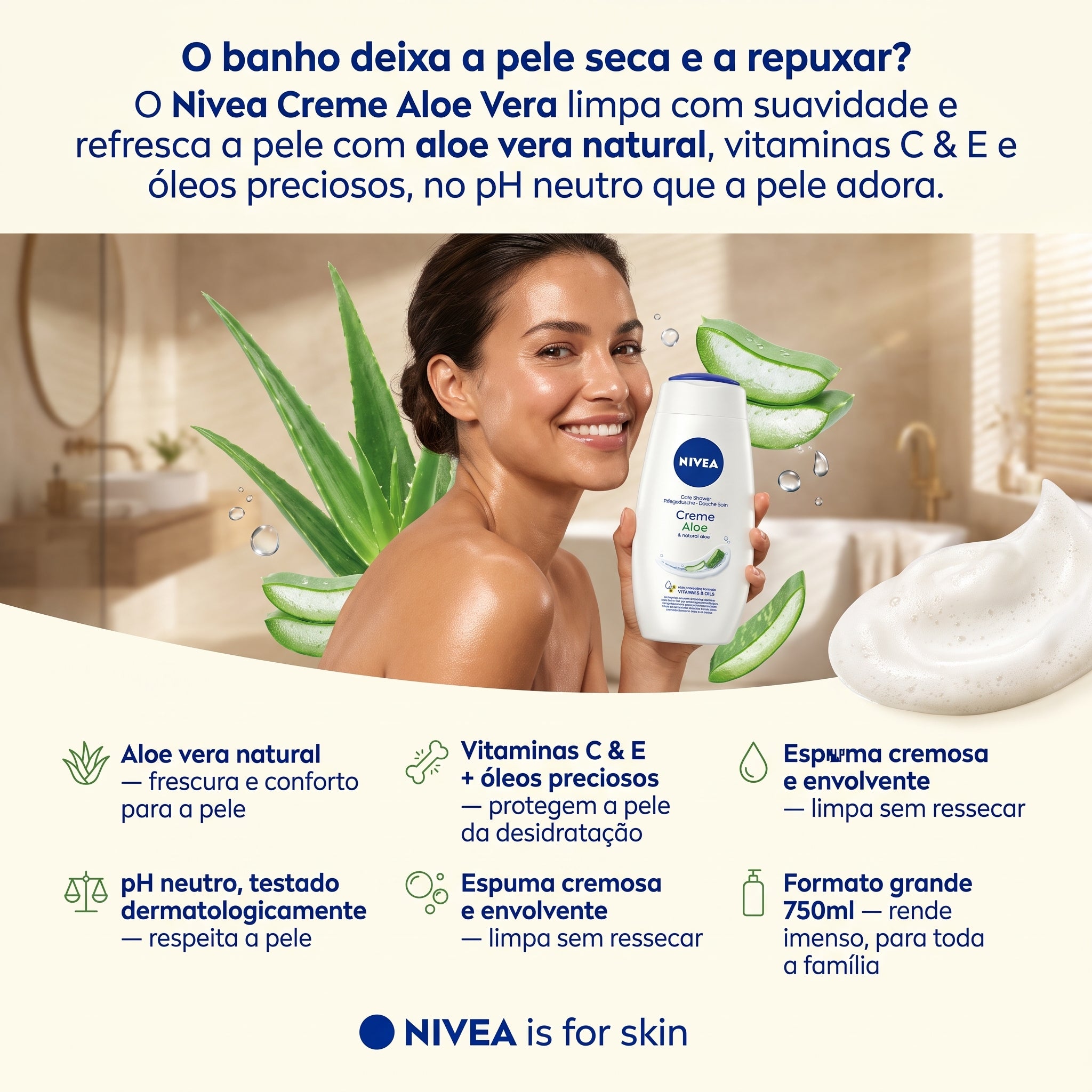 Nivea Gel de Banho Creme Aloe Vera 750ml