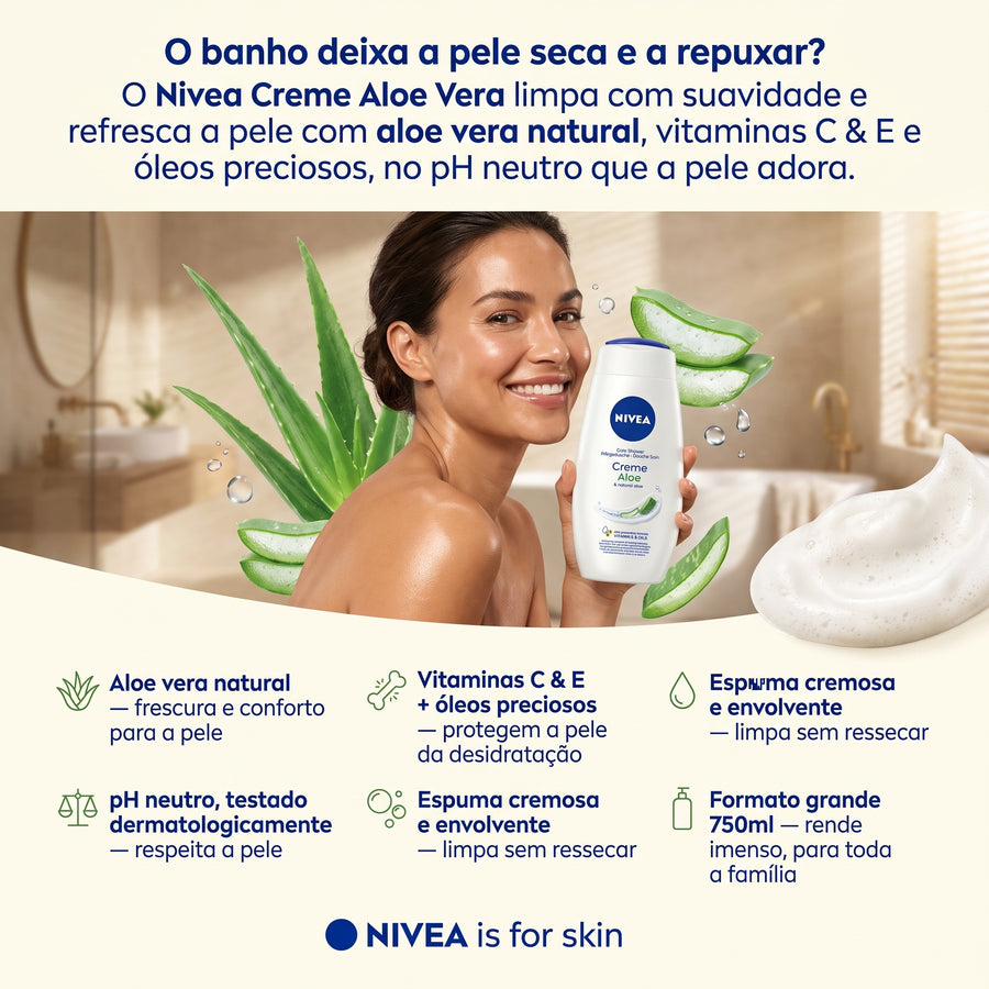 Nivea Gel de Banho Creme Aloe Vera 750ml