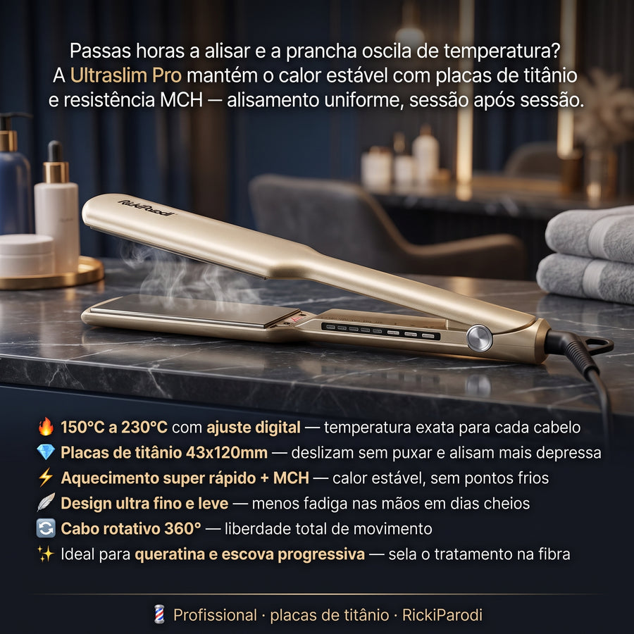 RickiParodi Ultraslim Pro Prancha de Cabelo 230°C
