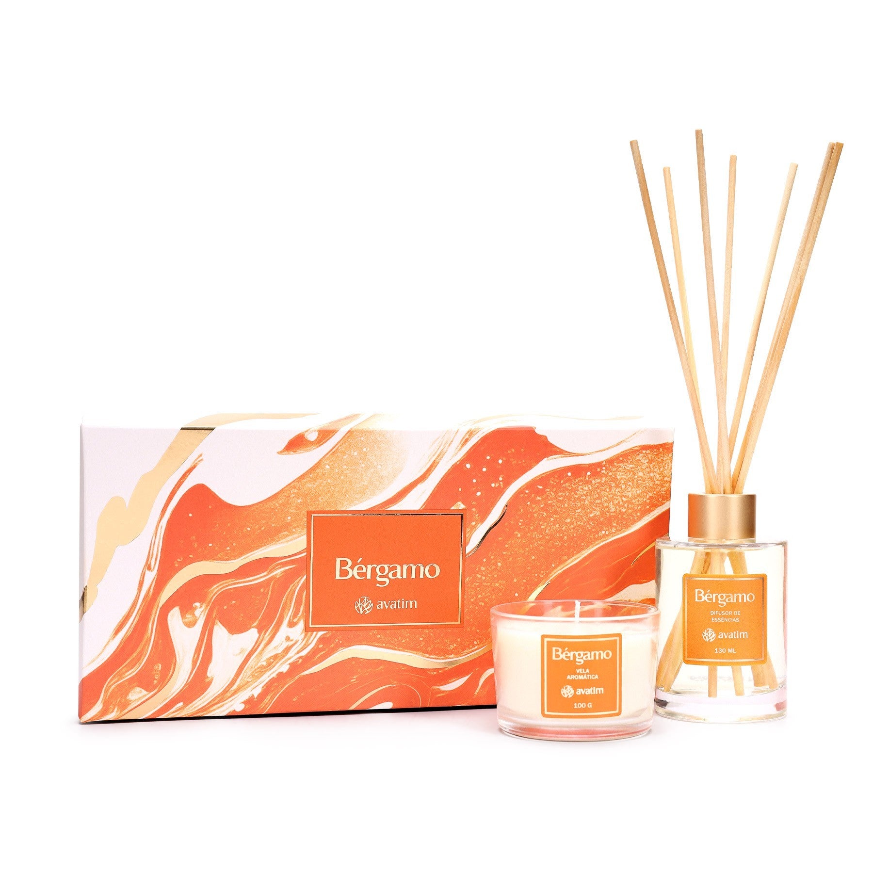 Avatim Kit Bérgamo — vela aromática e difusor de essências, kit completo