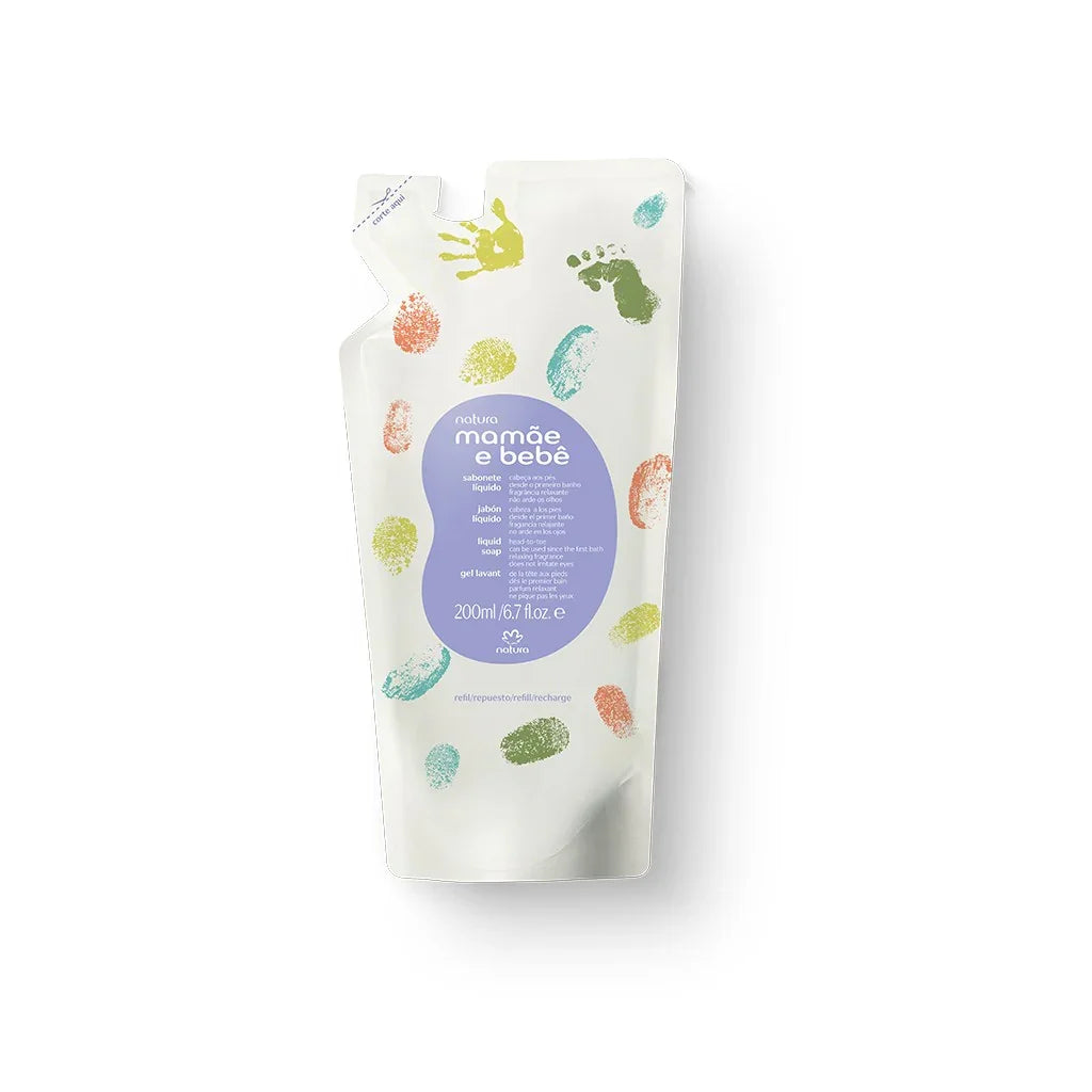 Natura Mamãe e Bebe Sabonete Líquido Relaxante para Cabelo e Corpo Refil 200ml - Ilha dos cosméticos
