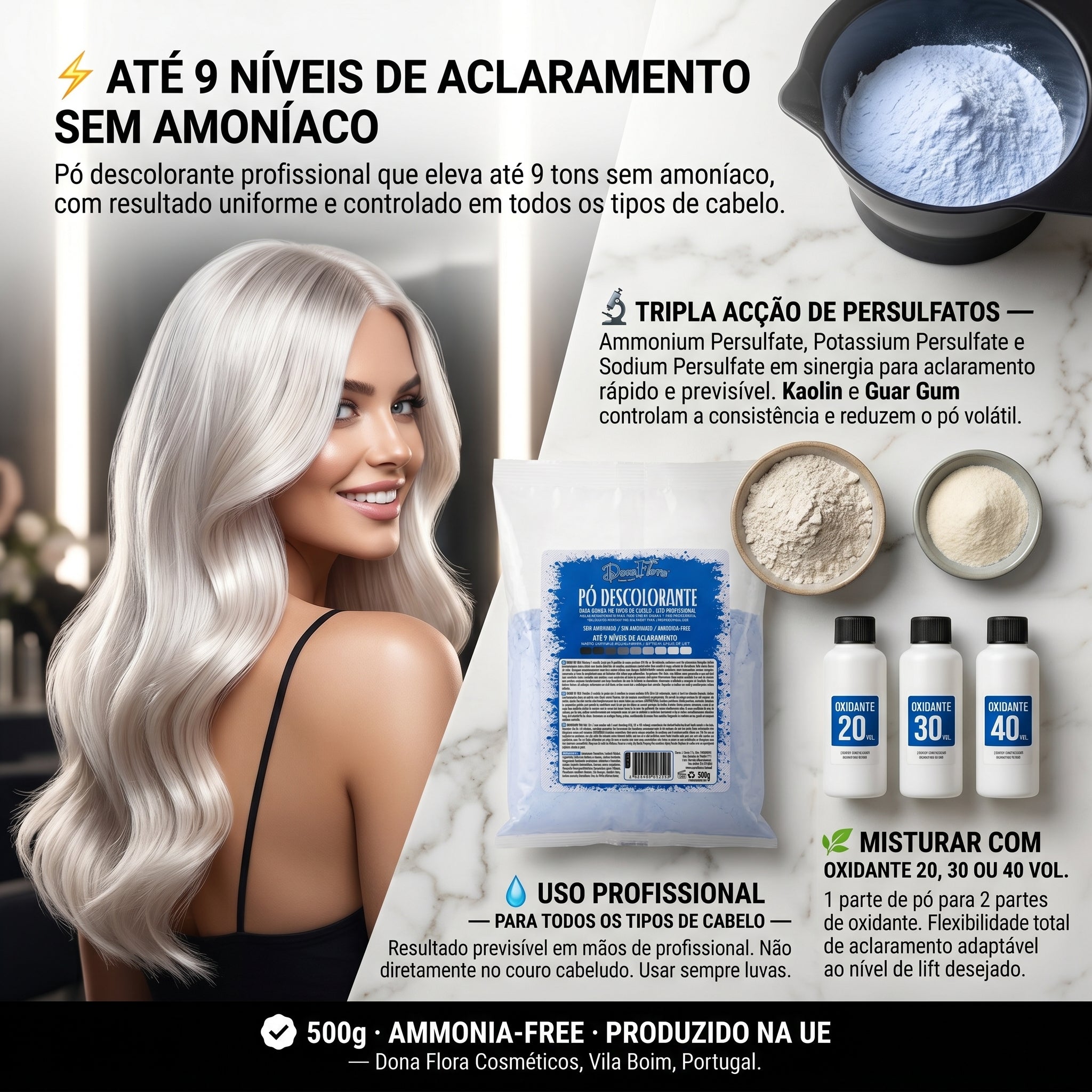 Dona Flora Pó Descolorante Sem Amoníaco 500g