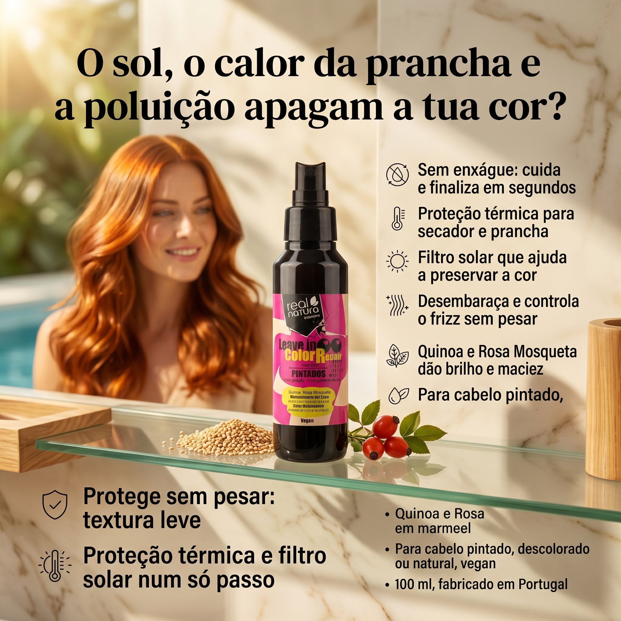 Real Natura Color Repair Leave-in Sem Enxágue Cabelo Pintado 100ml