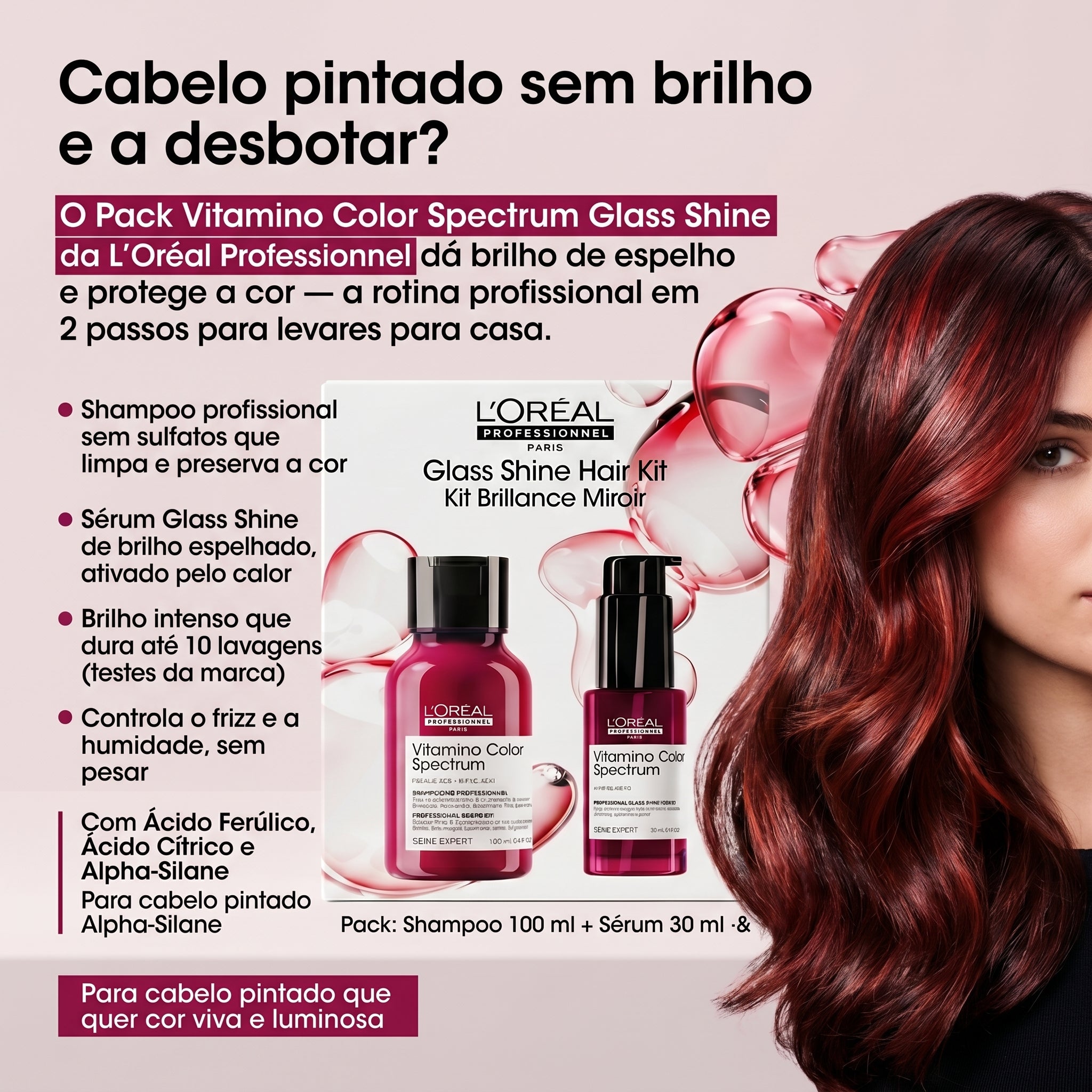 L'Oréal Professionnel Vitamino Color Spectrum Pack Glass Shine — Shampoo 100ml + Sérum 30ml