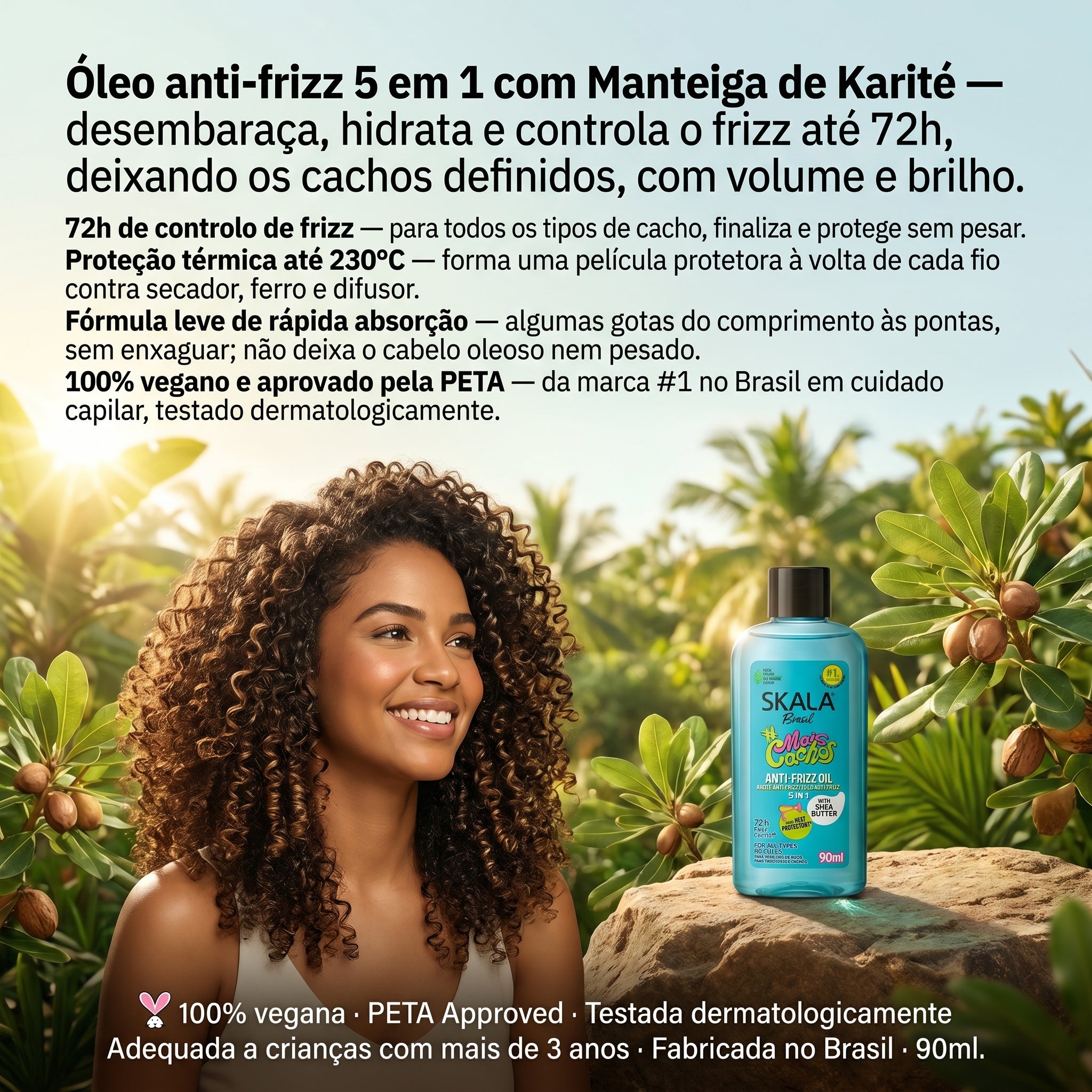 Skala #MaisCachos Óleo Anti-Frizz 5 em 1 90ml