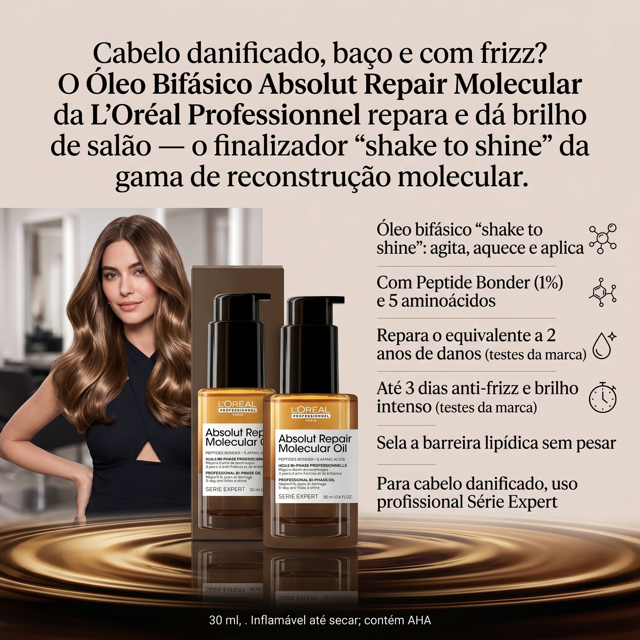 L'Oréal Professionnel Absolut Repair Molecular Óleo Bifásico 30ml