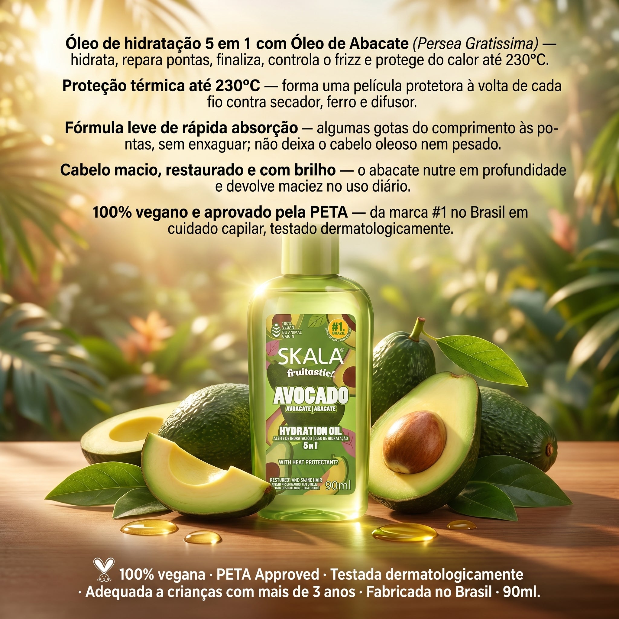 Skala Fruitastic Abacate Óleo de Hidratação 5 em 1 90ml