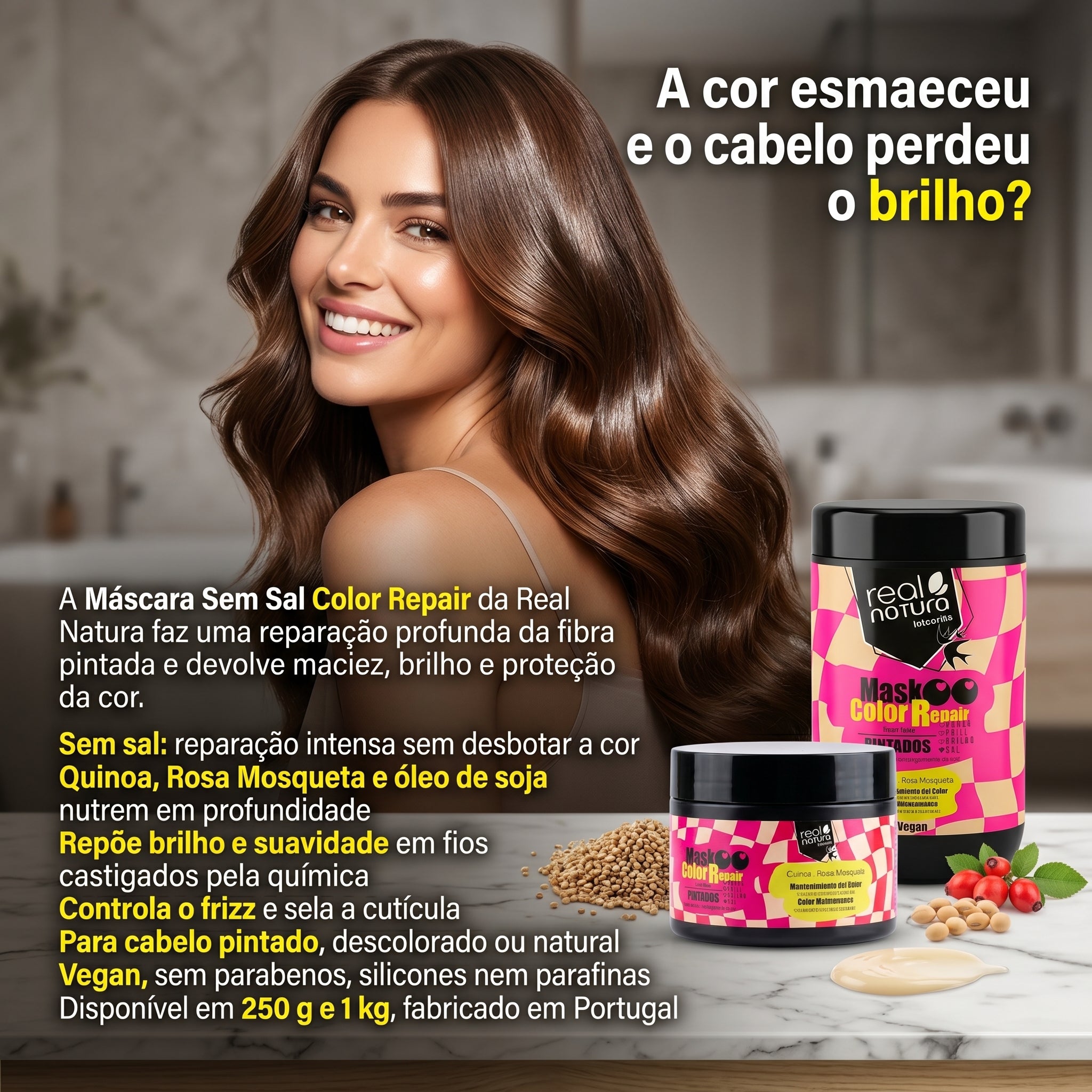 Real Natura Color Repair Máscara Sem Sal Cabelo Pintado