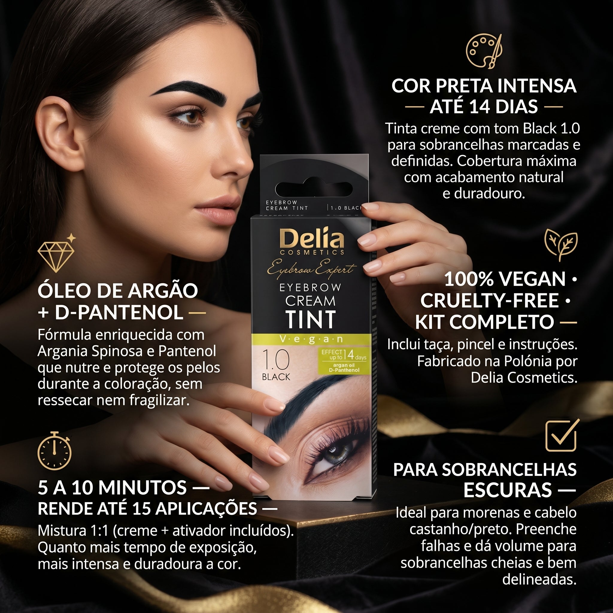 Delia Eyebrow Expert Tinta Sobrancelhas Black 1.0 15ml