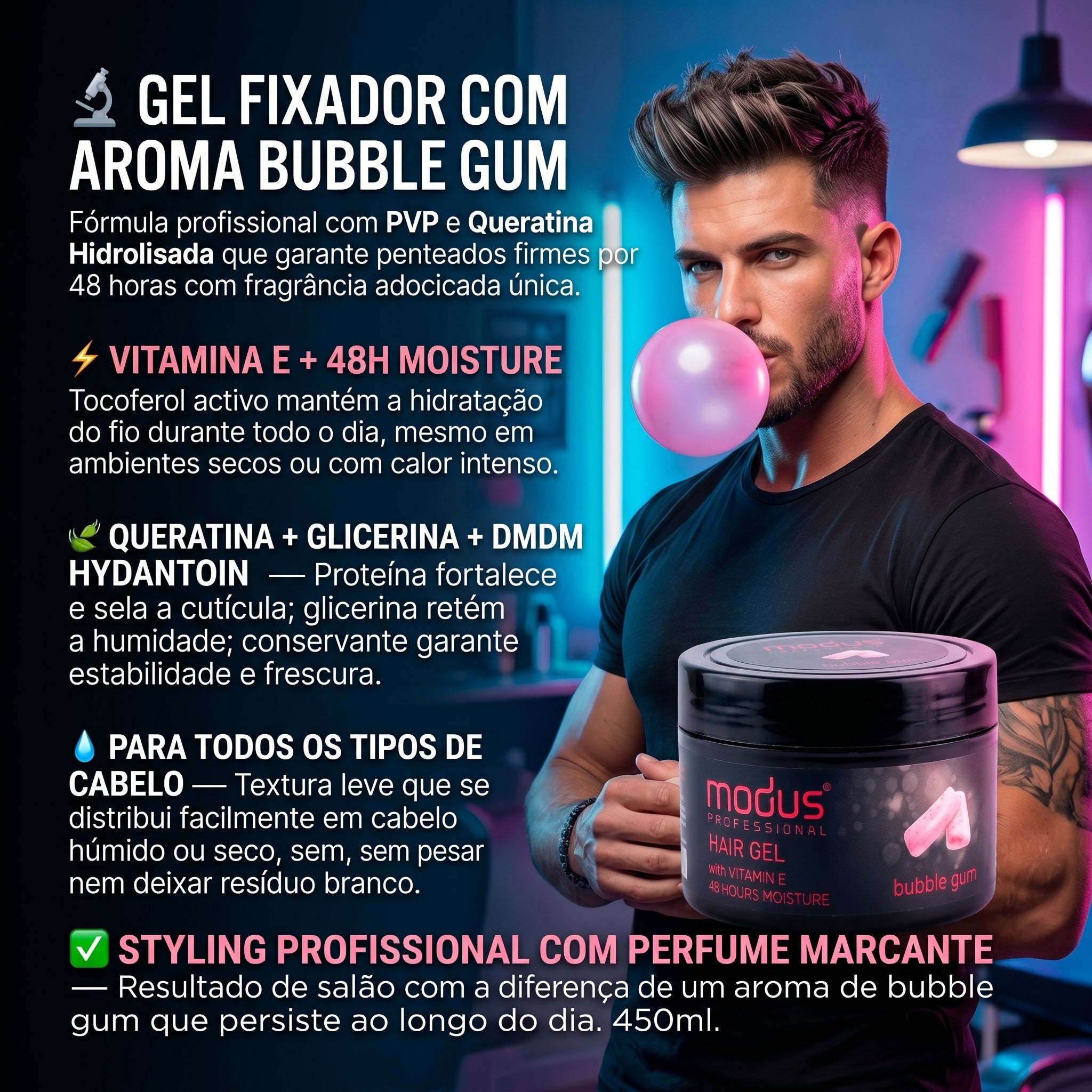 Modus Professional Hair Gel Bubble Gum 450ml